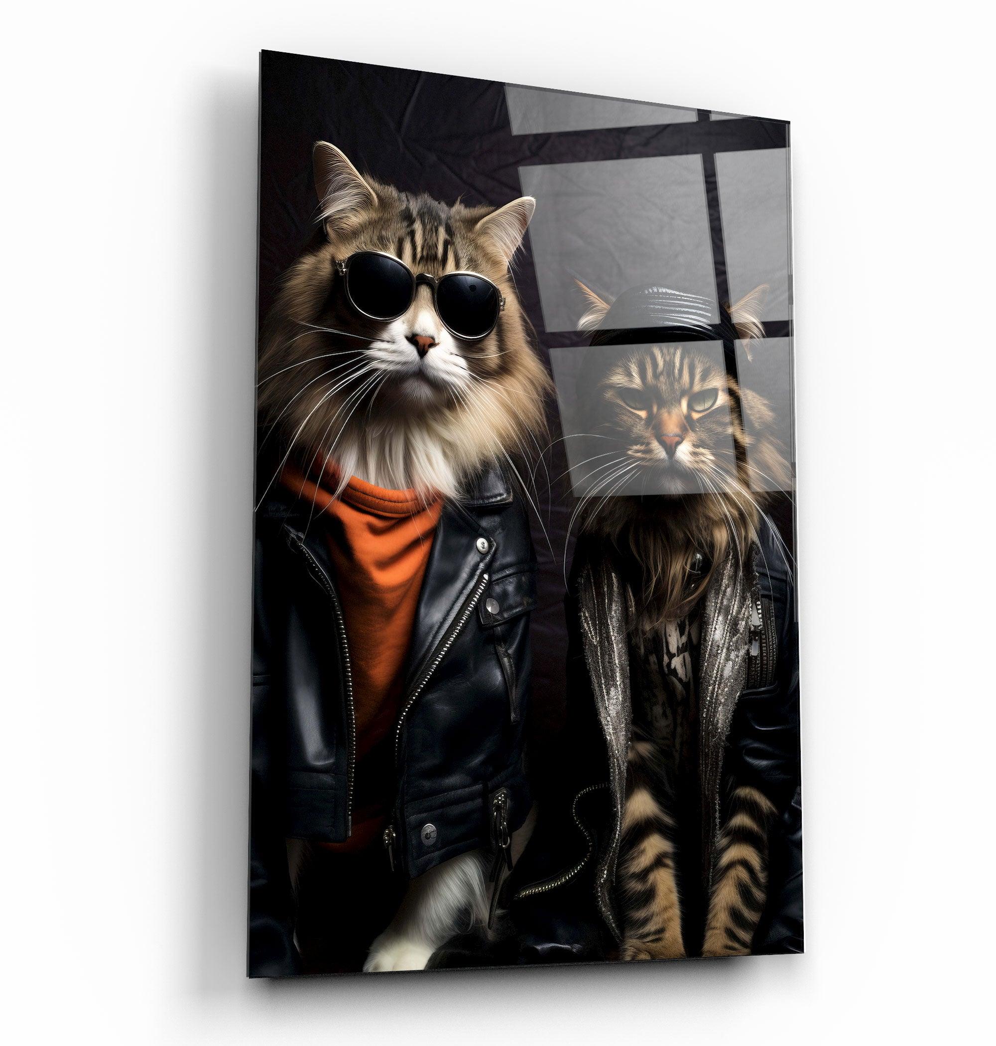 Cool Cat Brothers・Designers Collection Glass Wall Art - ArtDesigna Glass Printing Wall Art