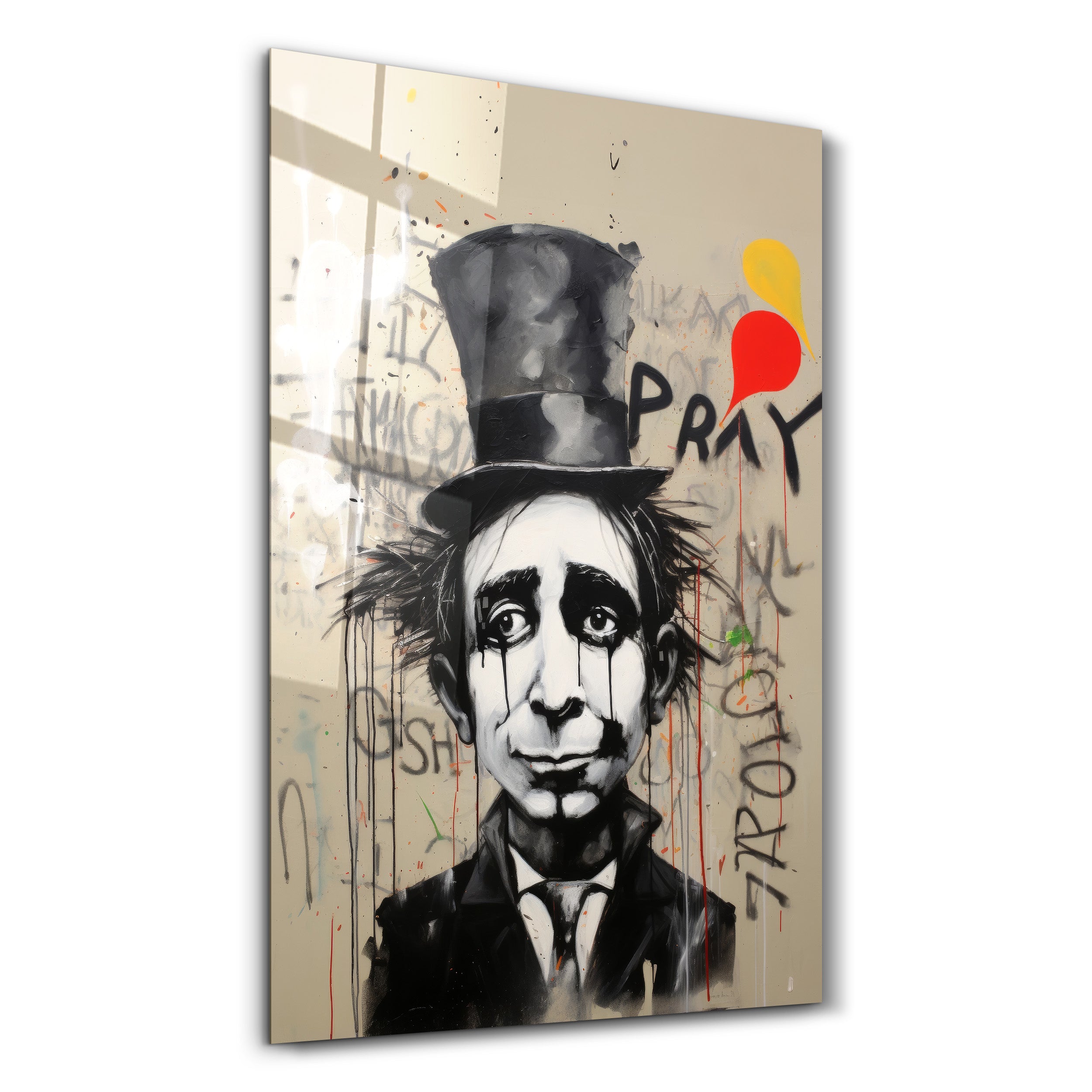 The Crying Gentleman Street Art - Glass Wall Art