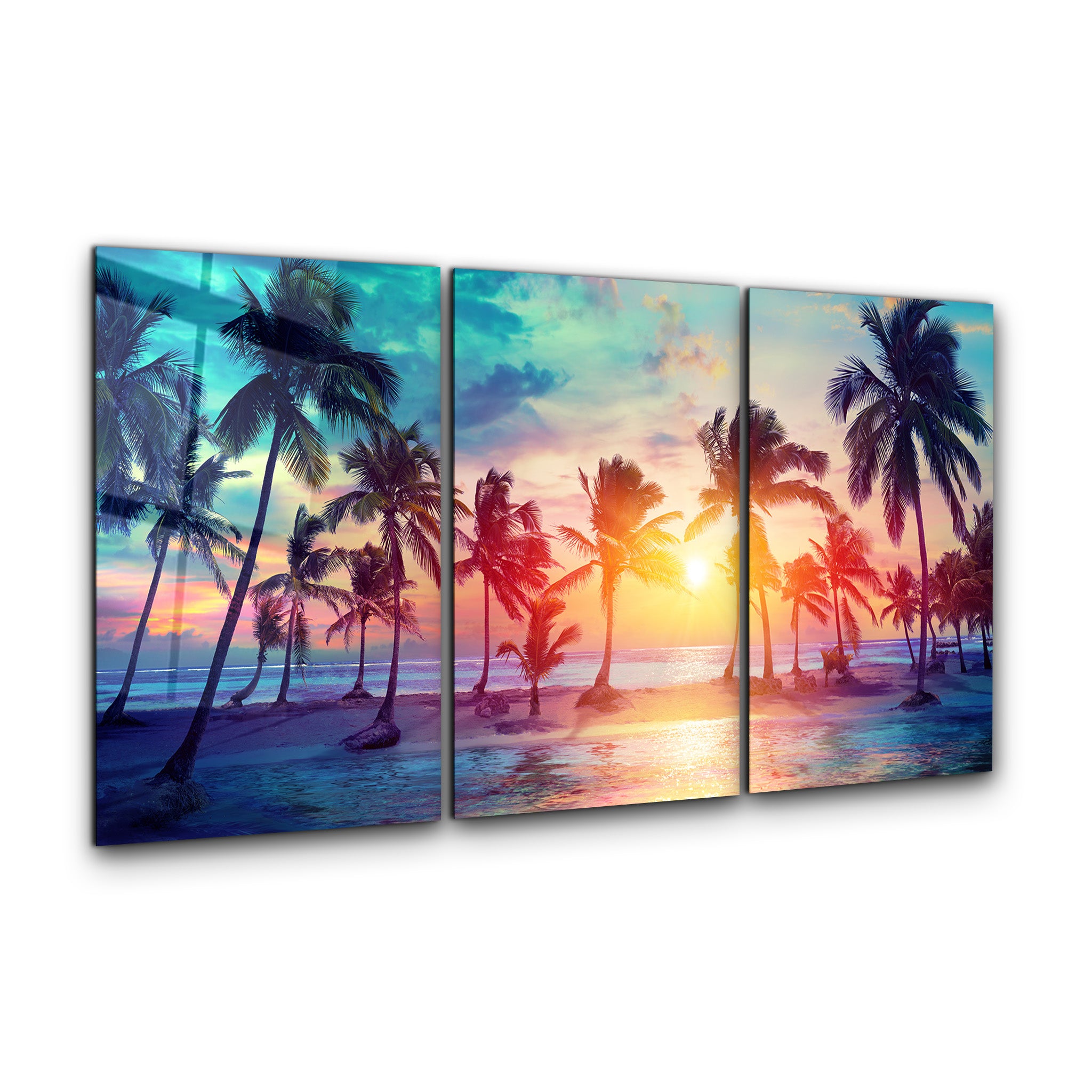 ・"Palm Trees - Trio"・Glass Wall Art