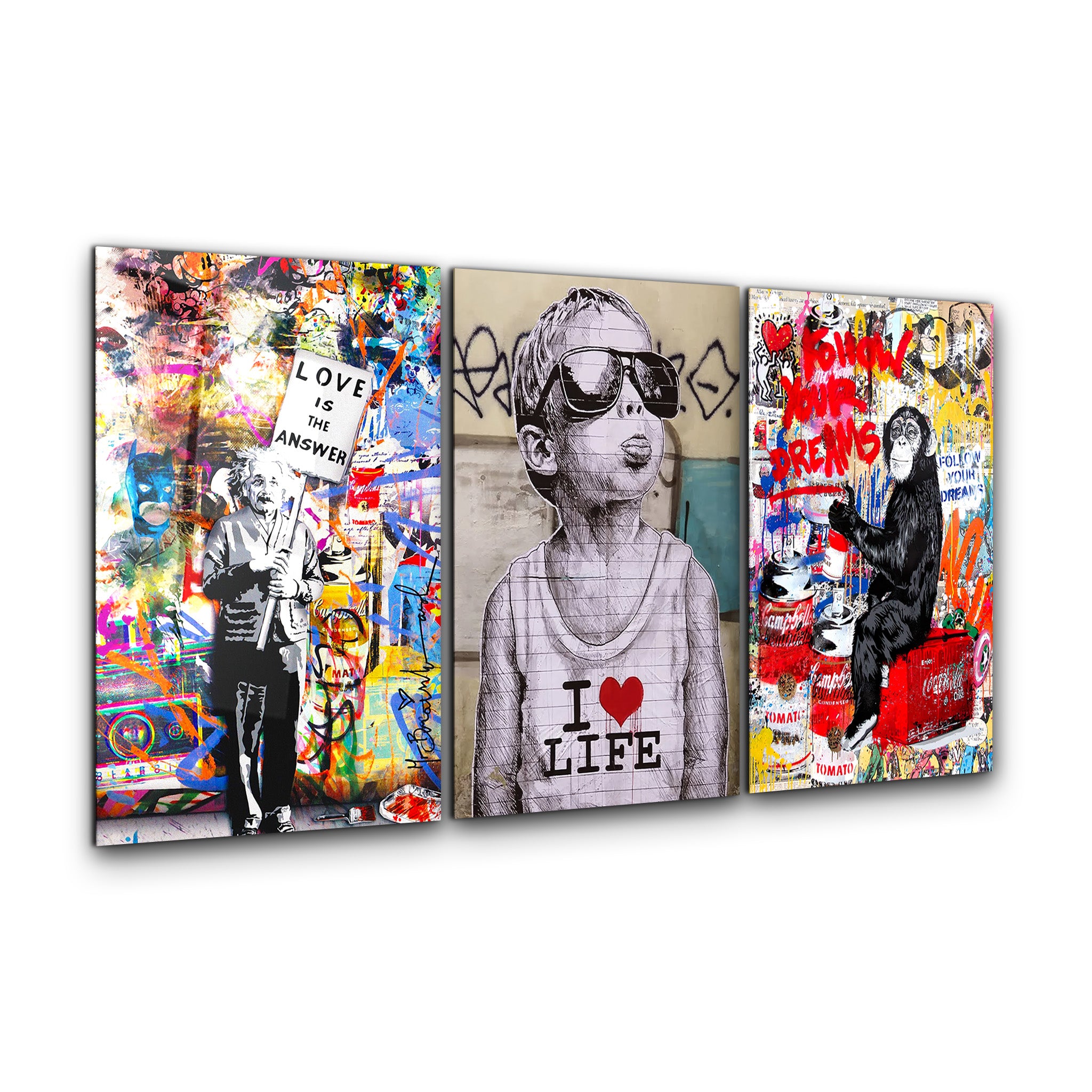 ・" BANKSY-Best Sellers - Trio"・Glass Wall Art