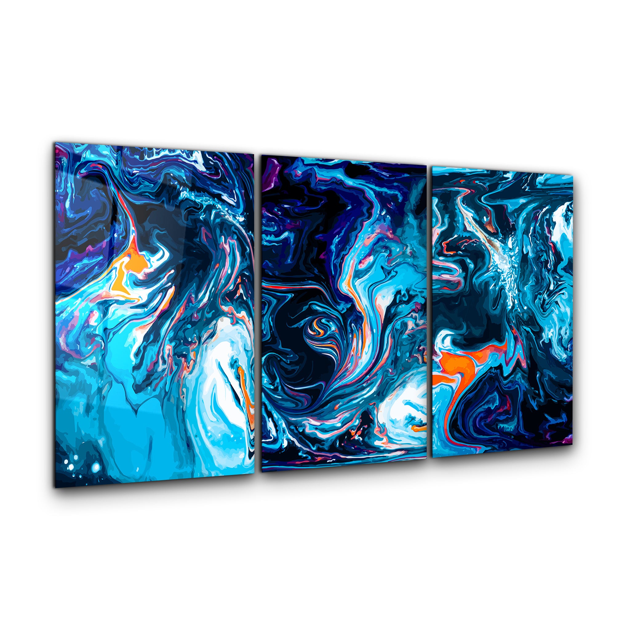 ・"Blue Dreams - Trio"・Glass Wall Art