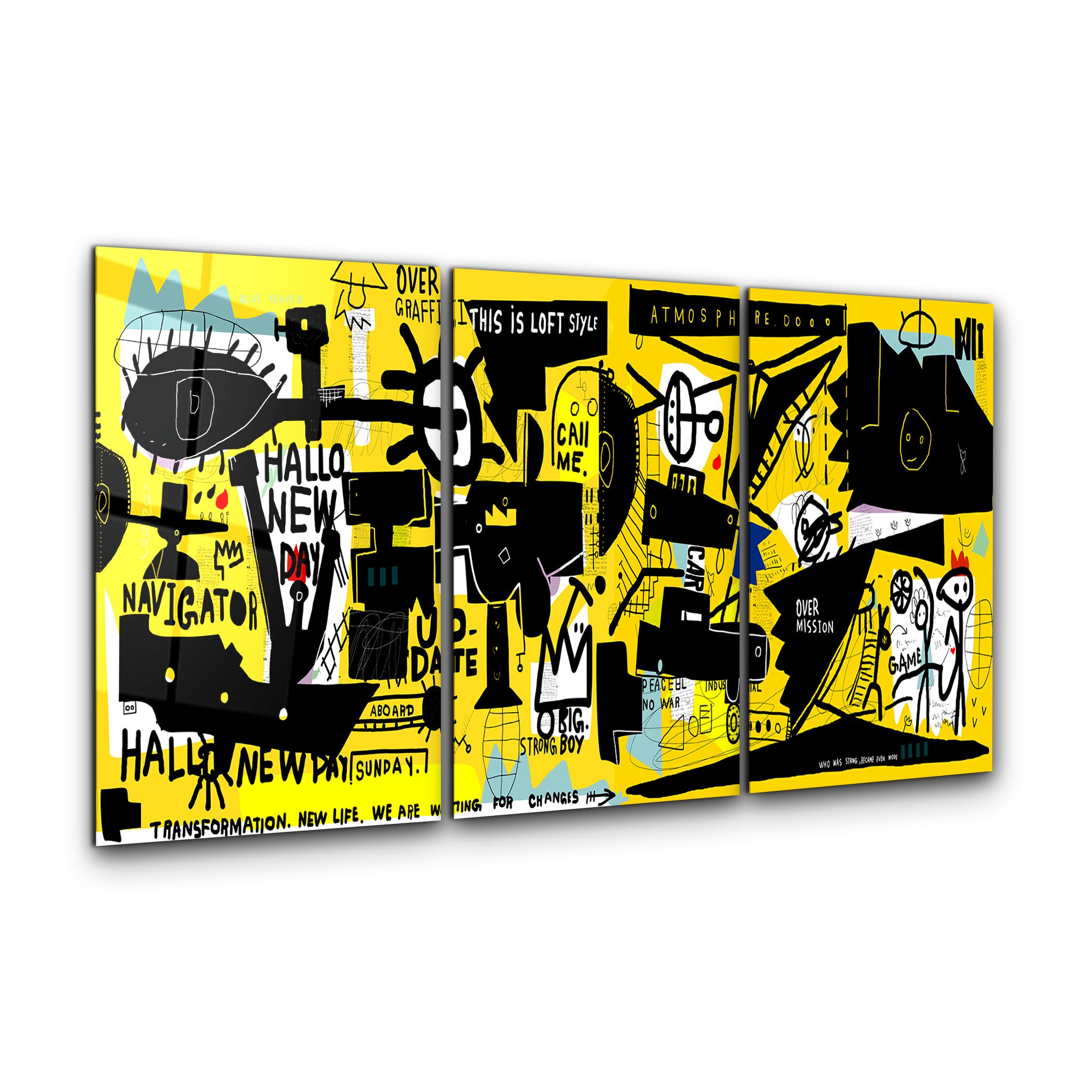 ・"Graffiti Wall - Trio"・Glass Wall Art