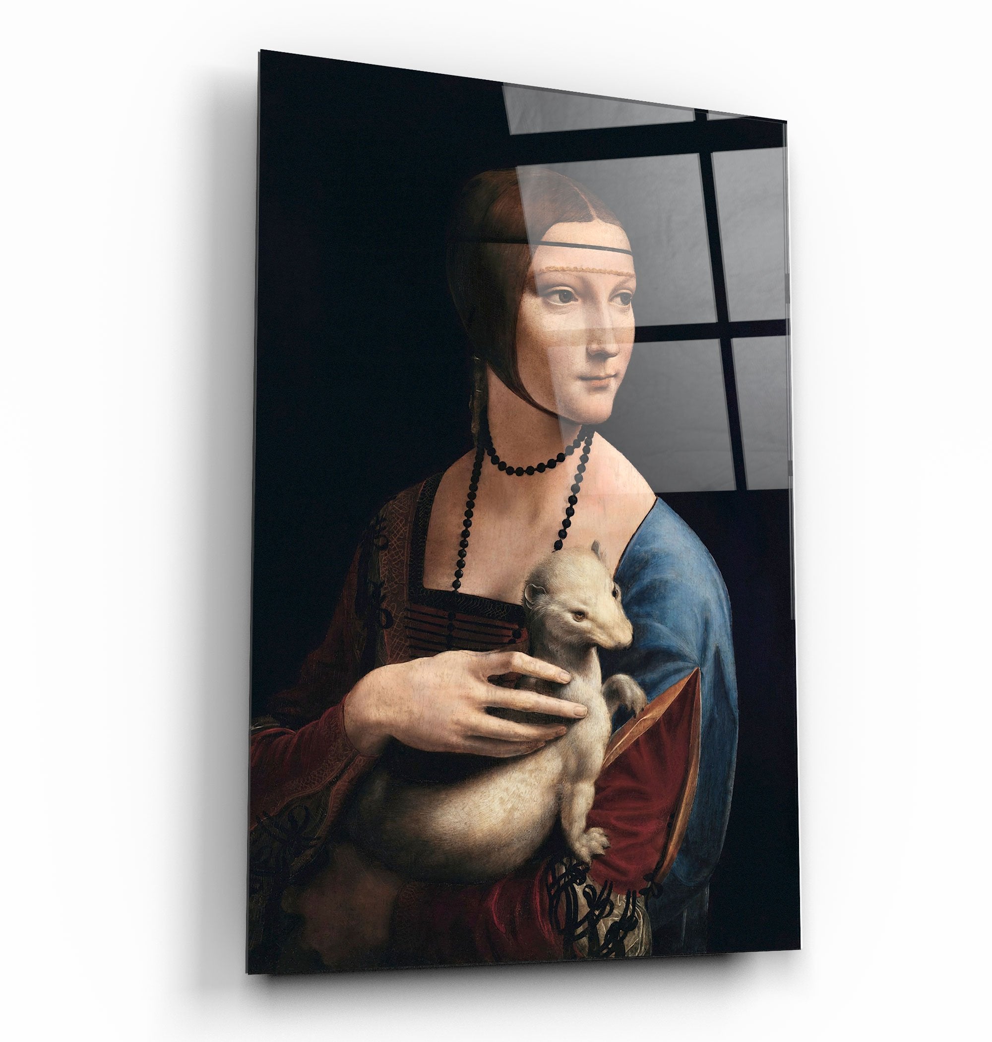 ・"Leonardo da Vinci's Lady with an Ermine (1490)"・Glass Wall Art