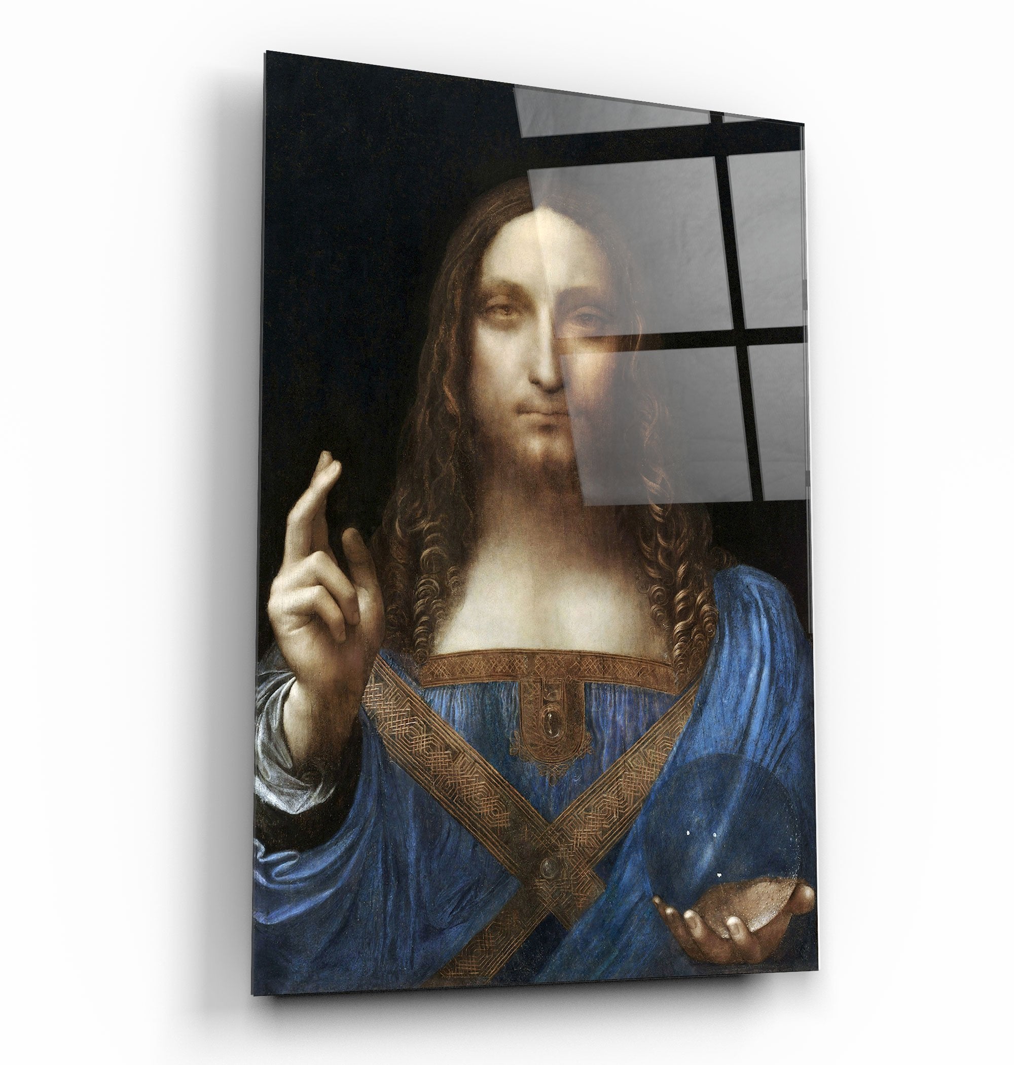 ・"Leonardo da Vinci's Salvator Mundi (circa 1500)"・Glass Wall Art