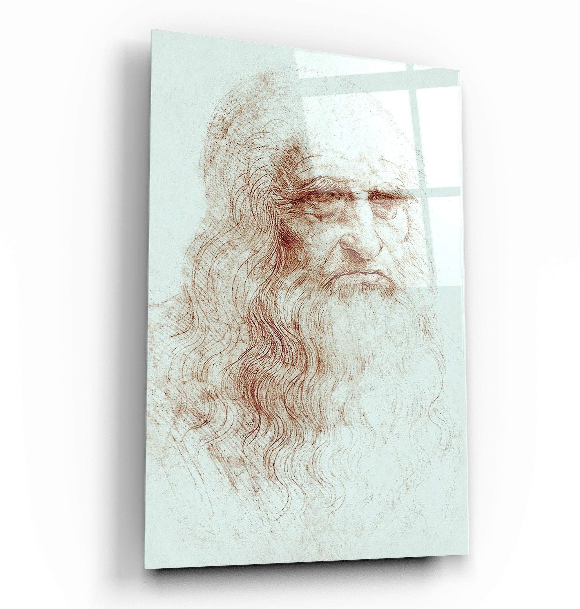 ・"Leonardo da Vinci's Self-portrait (1512)"・Glass Wall Art