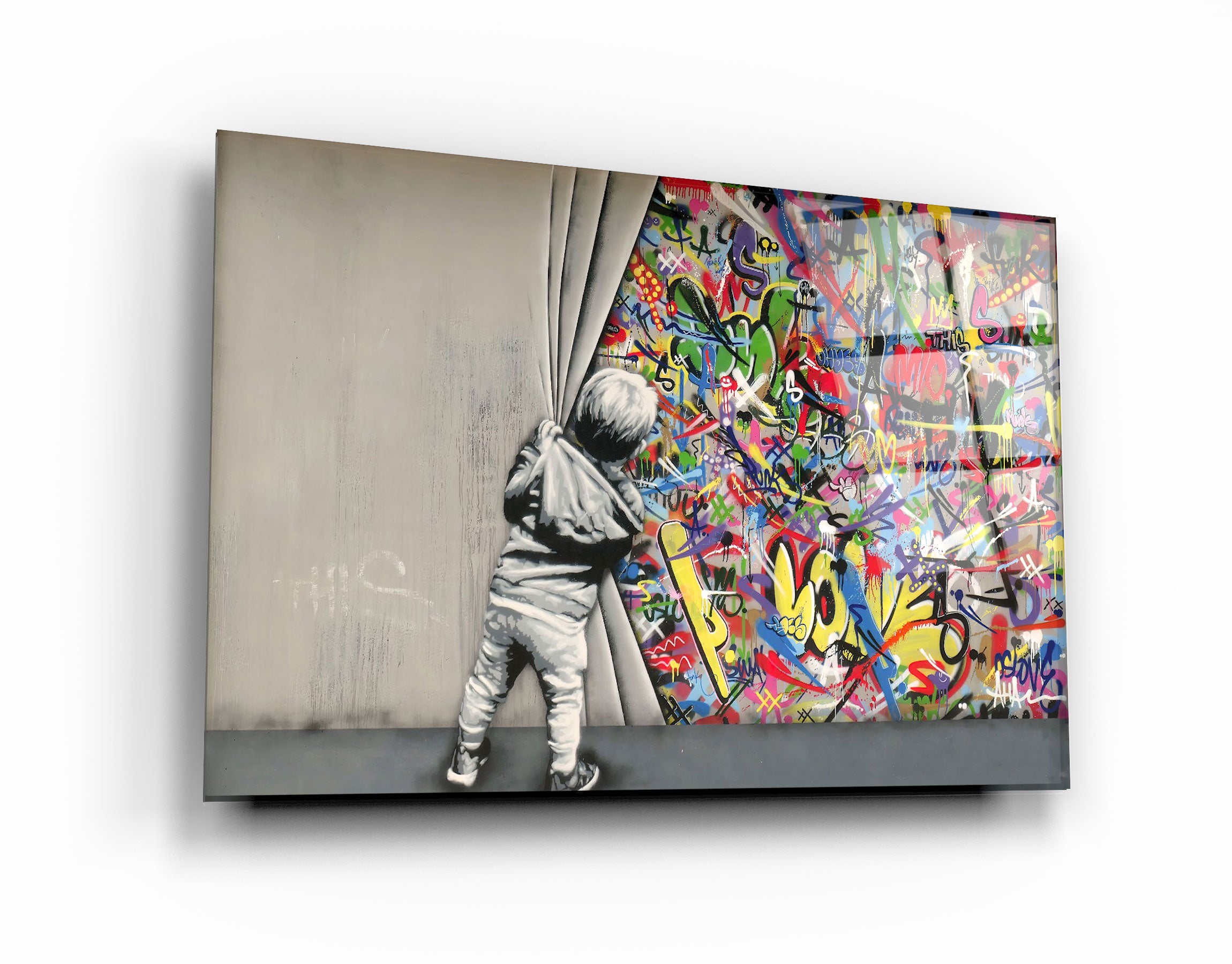 ・"BANKSY - Pull Back the Curtain"・GLASS WALL ART