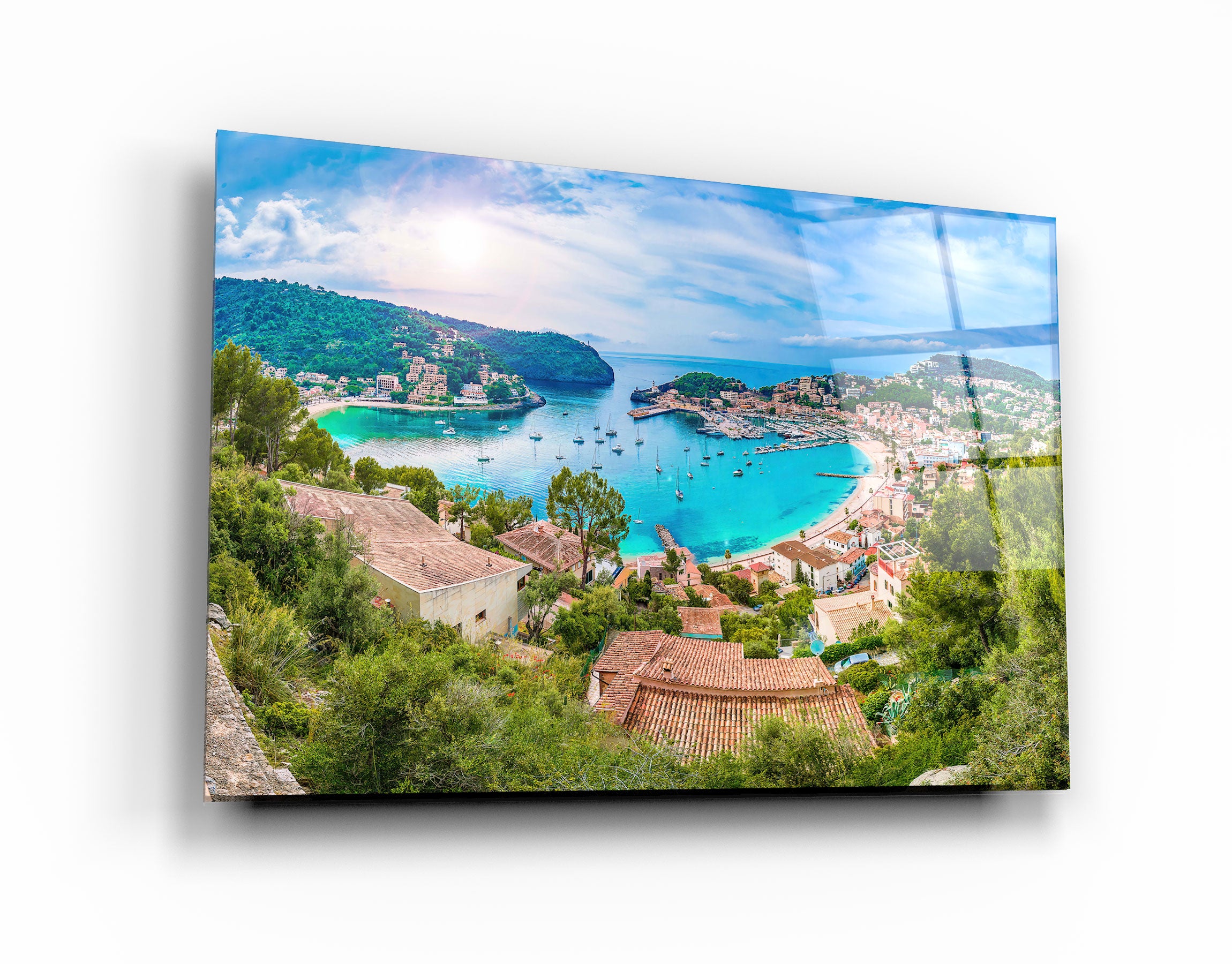 ・"Panoramic view of Porte de Soller, Palma Mallorca, Spain"・Glass Wall Art