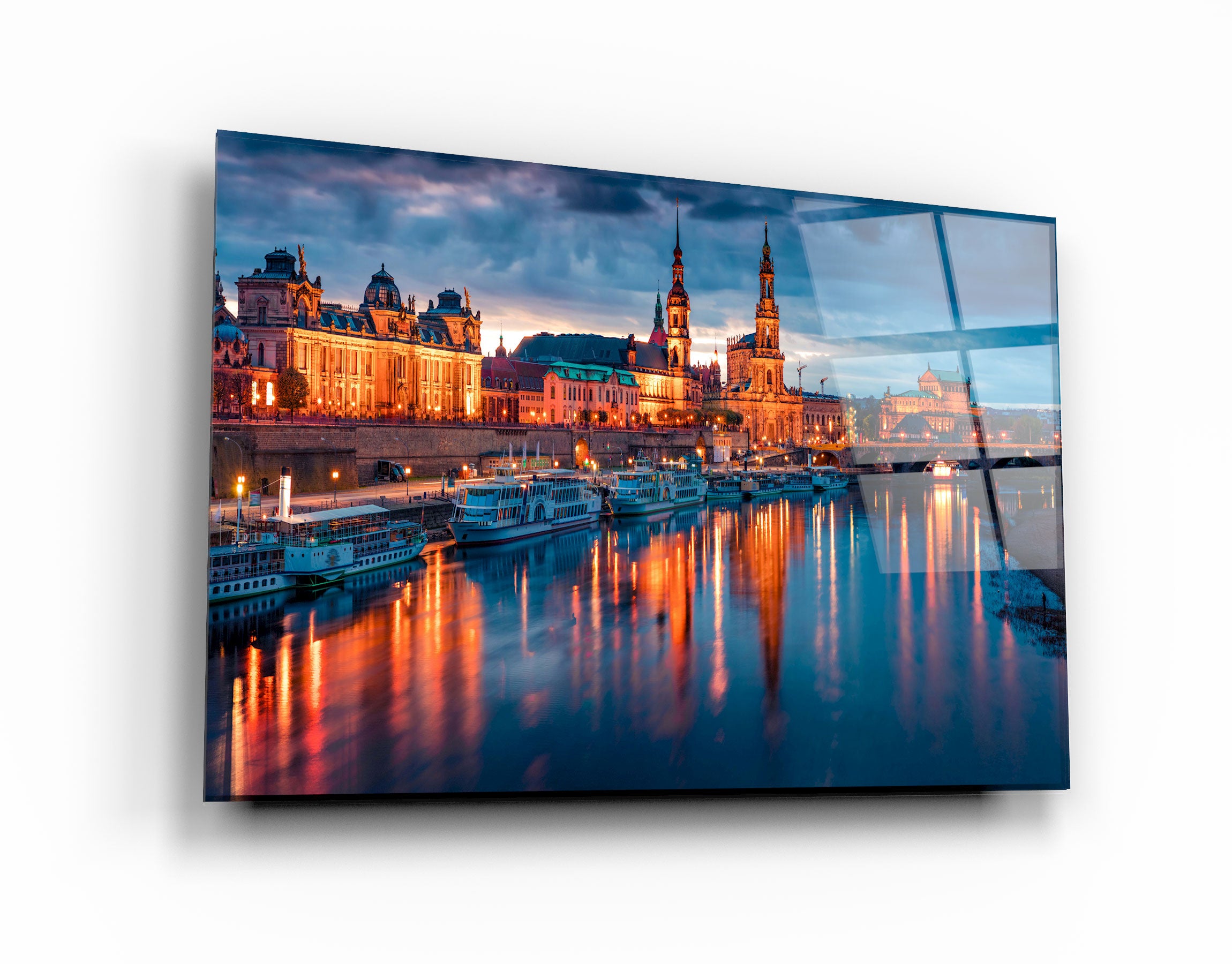 ・"Elbe river in Dresden, Saxony, Germany, Europe"・Glass Wall Art