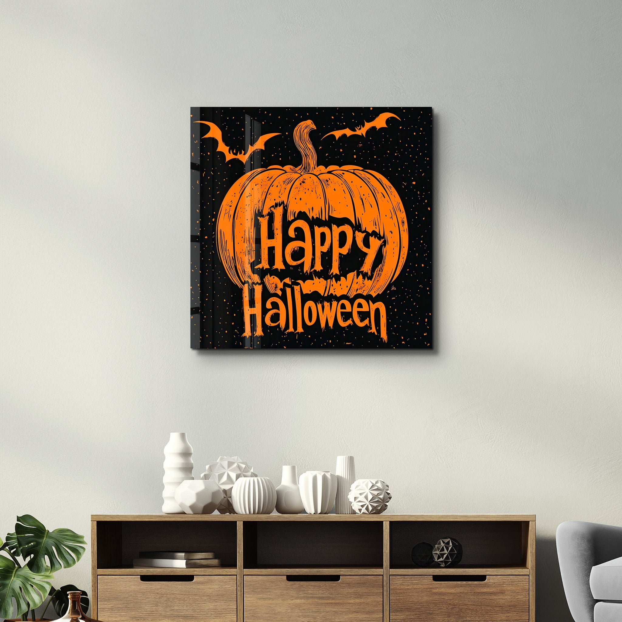 Joyeux Halloween 2 | Art mural en verre de style Halloween