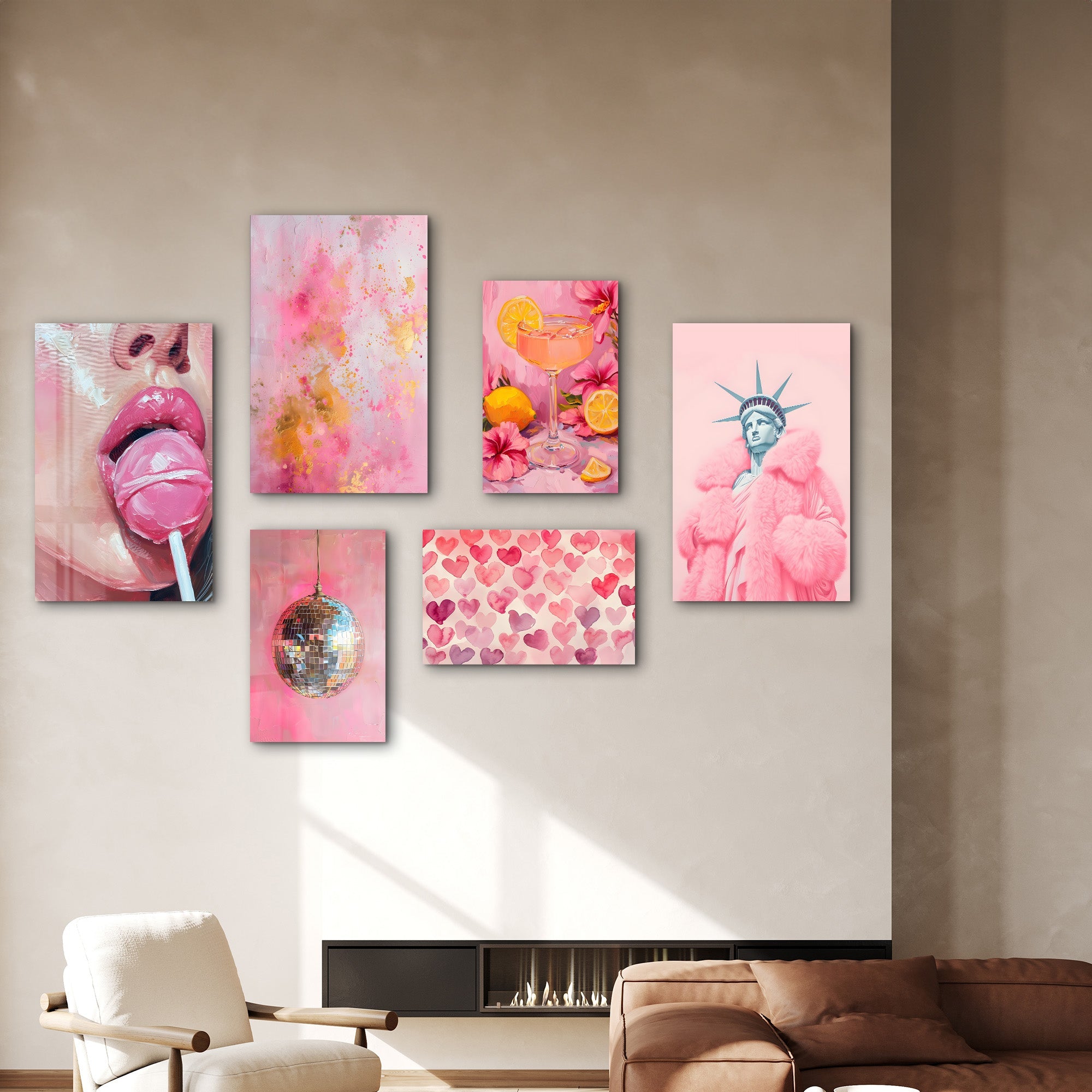 Blush Euphoria & Pop Culture Fusion Gallery Glass Wall Art Set