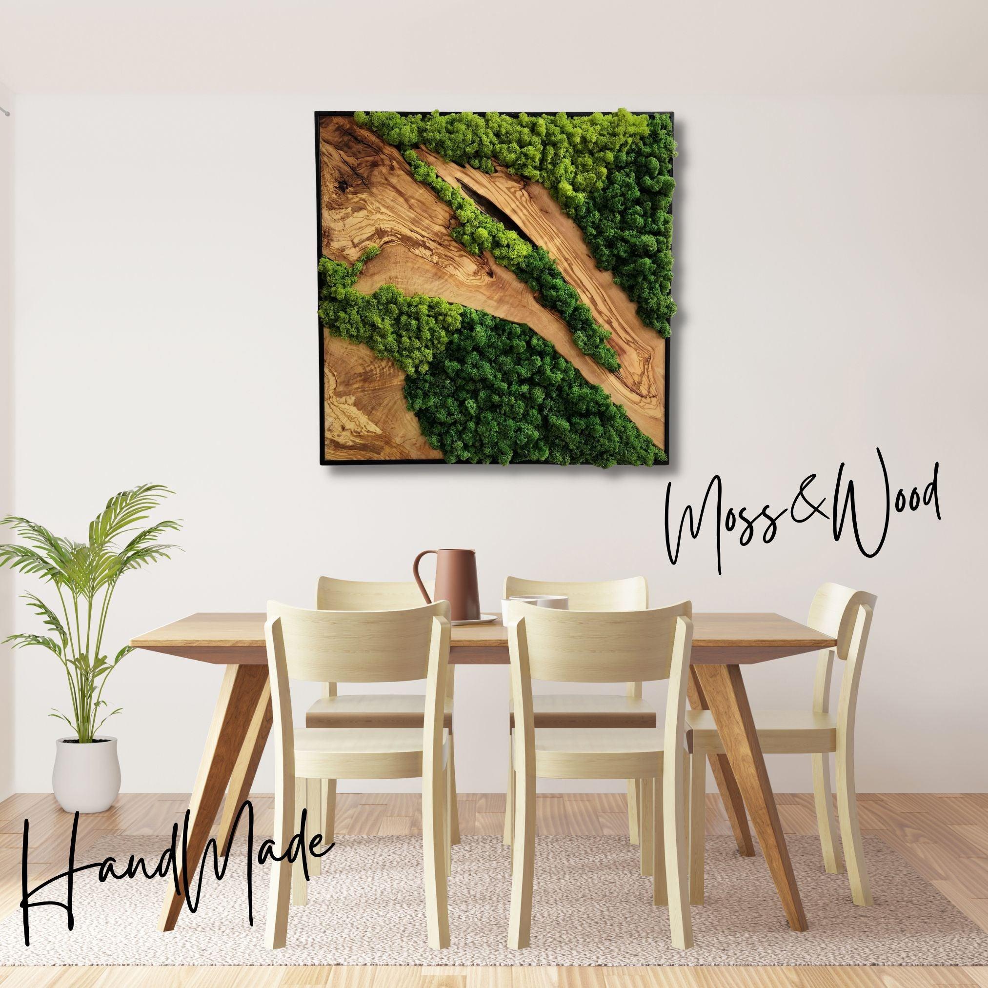 Custom Made Moss and Olive Wood Wall Art 2 Colors | Premium Handmade Wall Sculptures