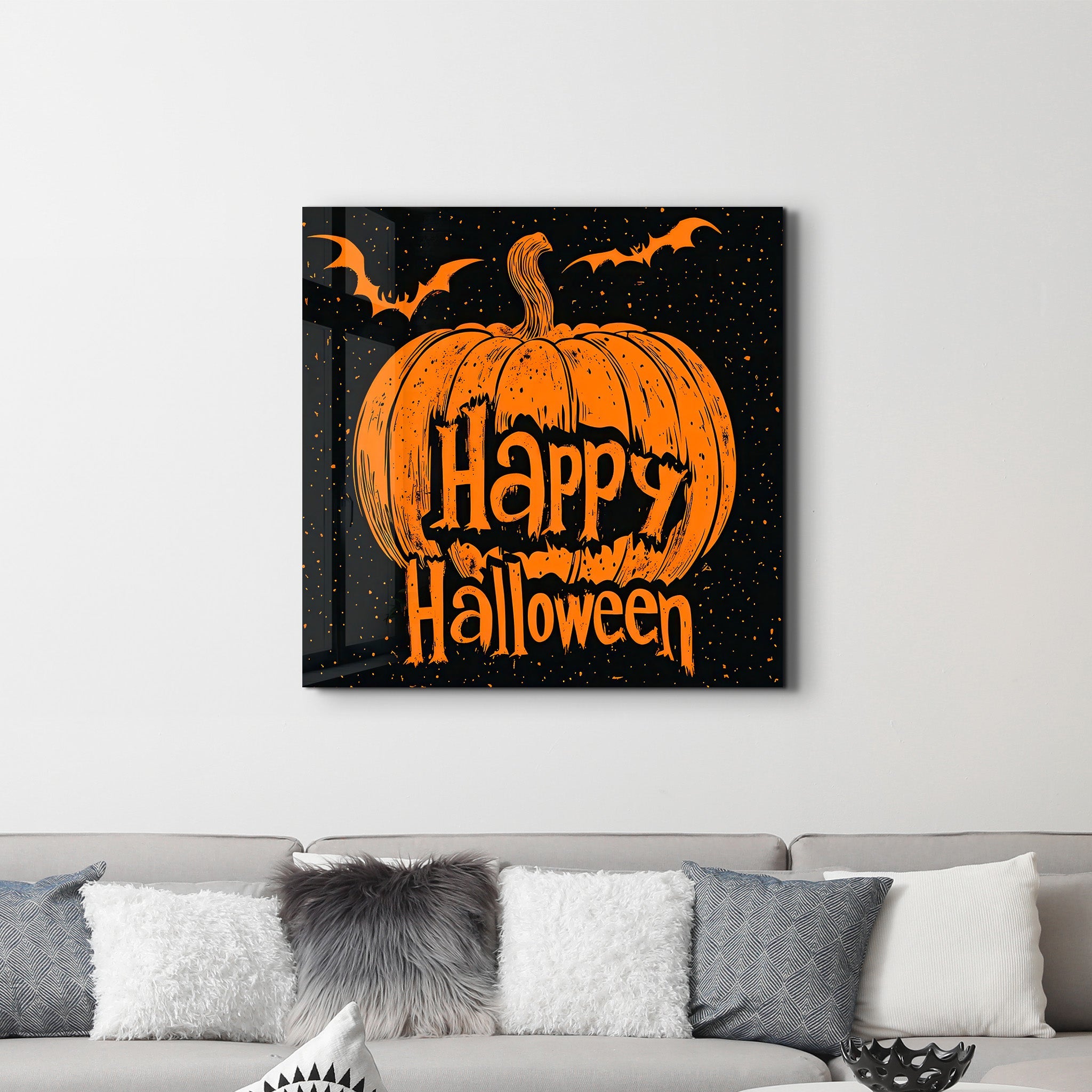 Joyeux Halloween 2 | Art mural en verre de style Halloween