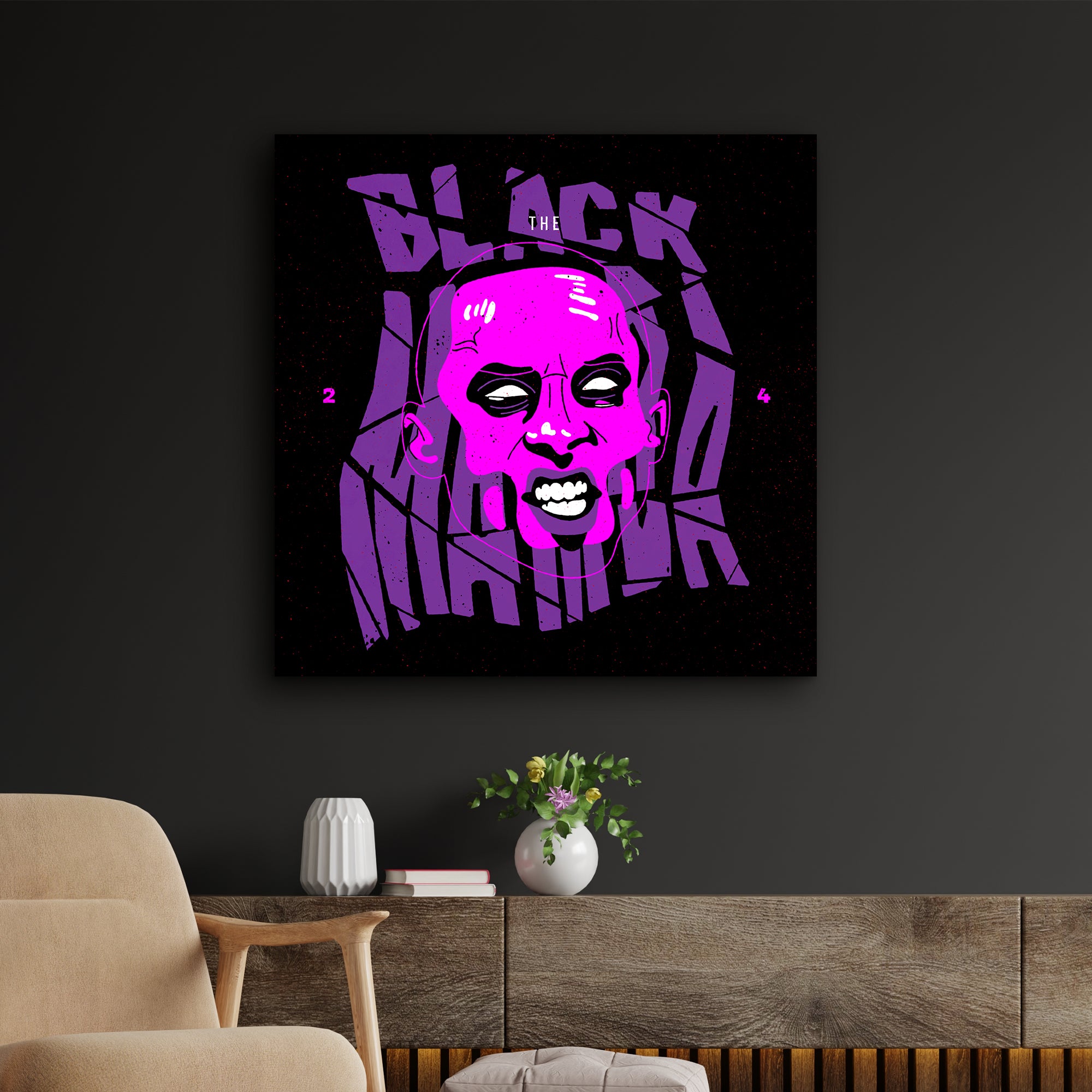 ・"The Black Mamba 24"・Glass Wall Art