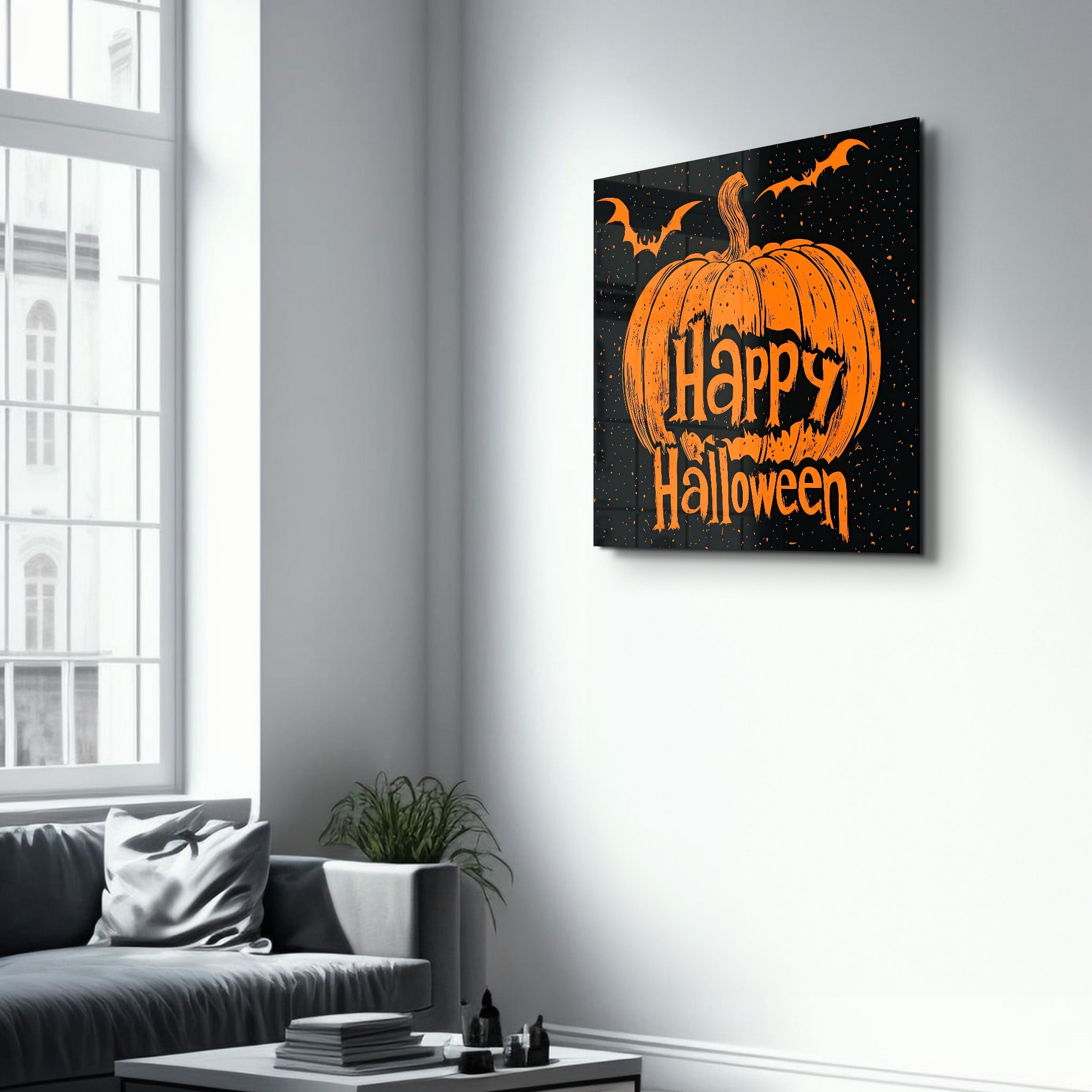 Joyeux Halloween 2 | Art mural en verre de style Halloween