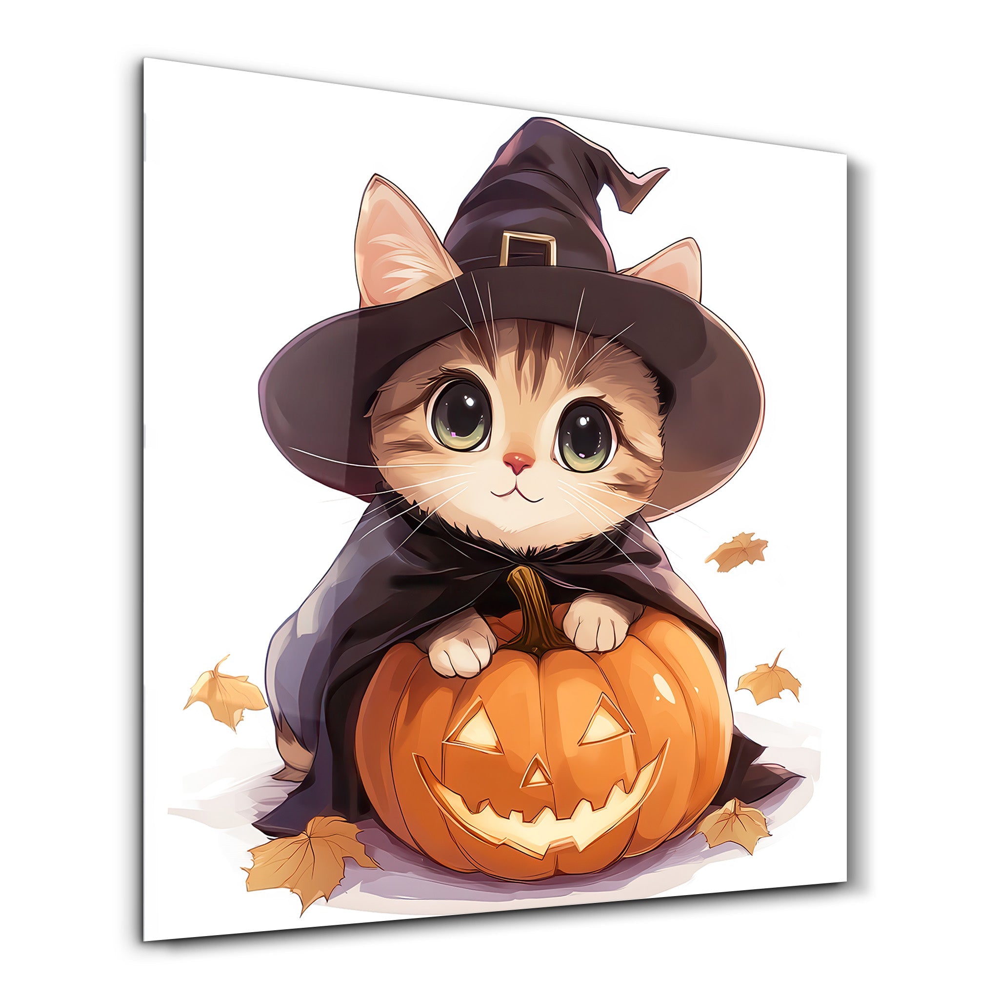 Chaton | Art mural en verre de style Halloween