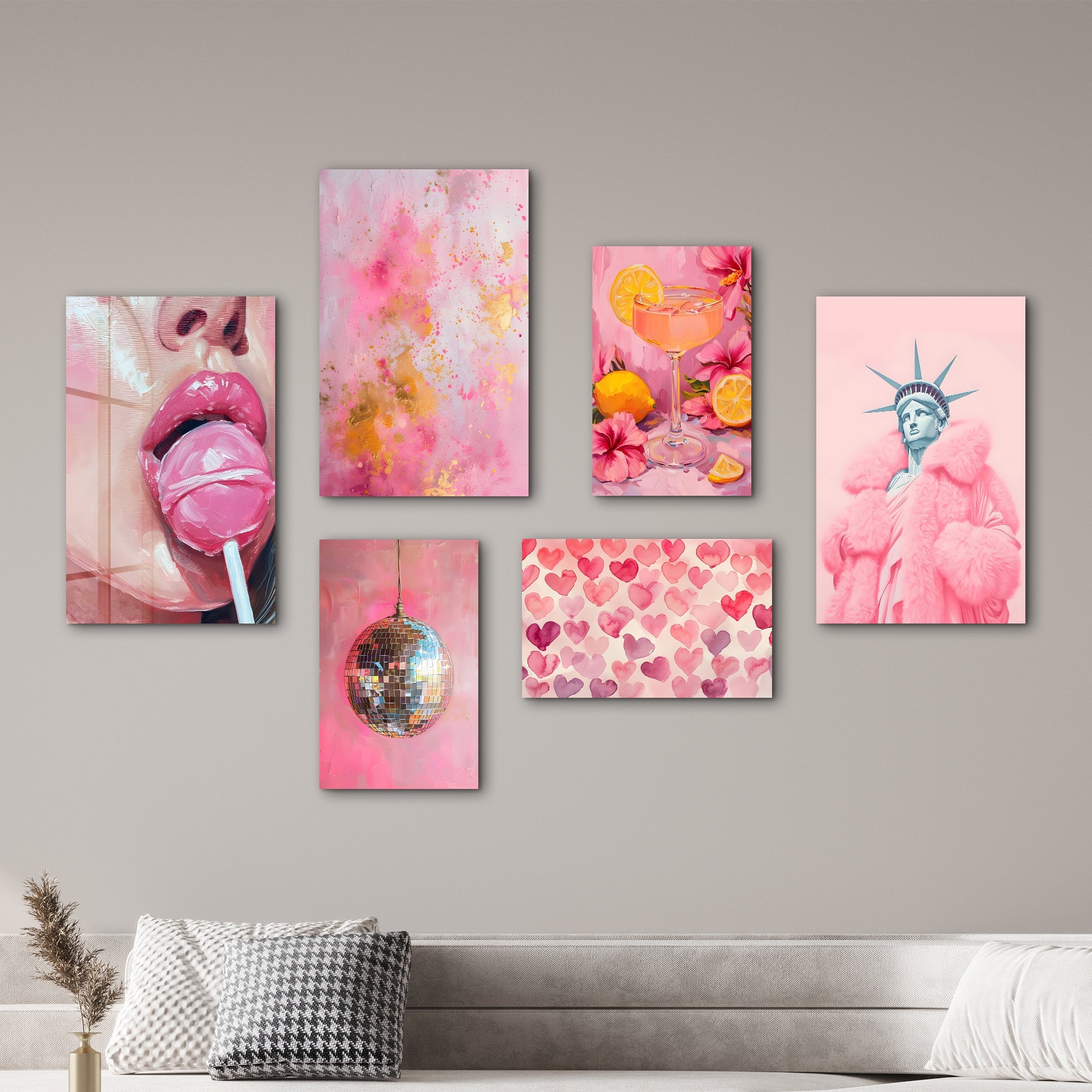 Blush Euphoria & Pop Culture Fusion Gallery Glass Wall Art Set