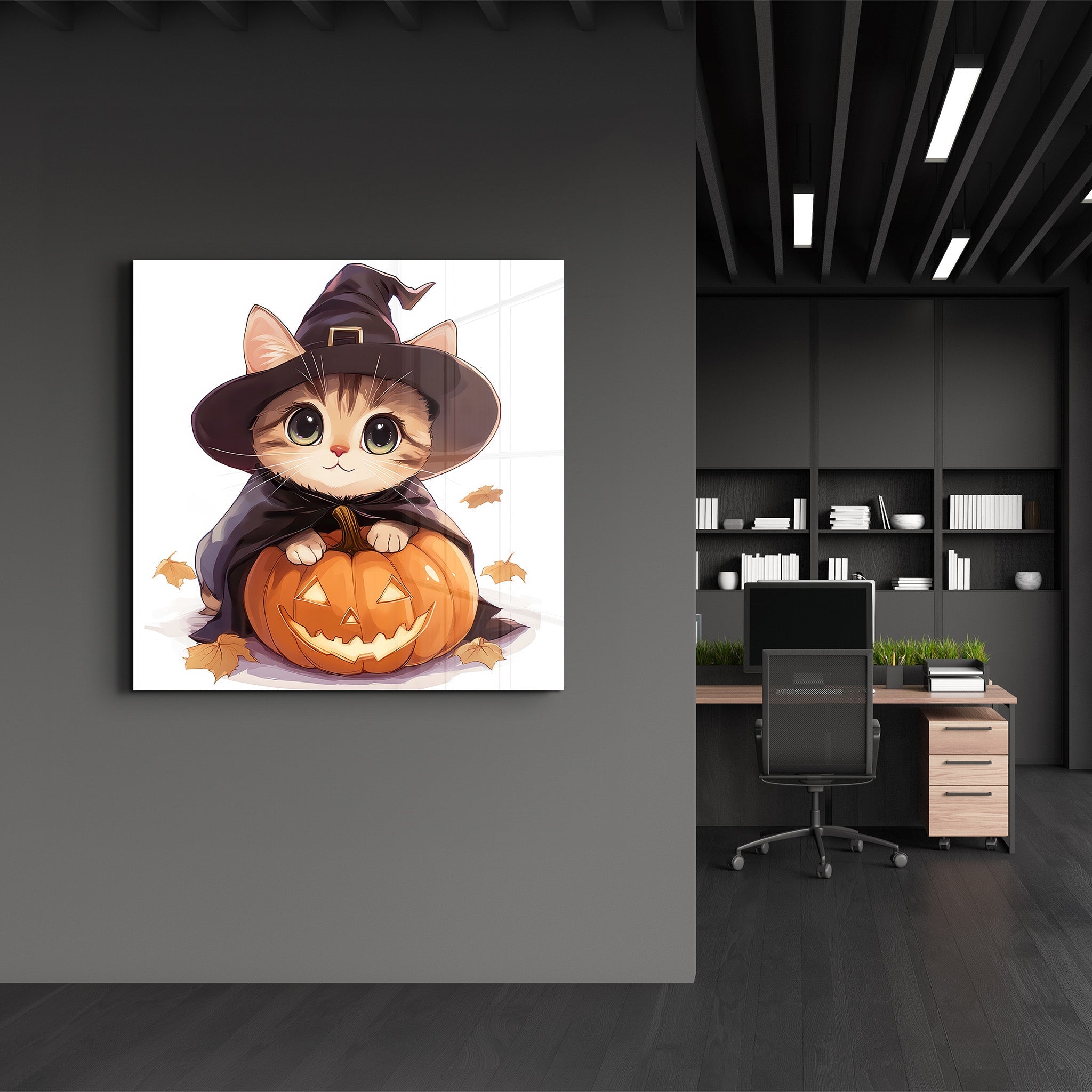 Chaton | Art mural en verre de style Halloween