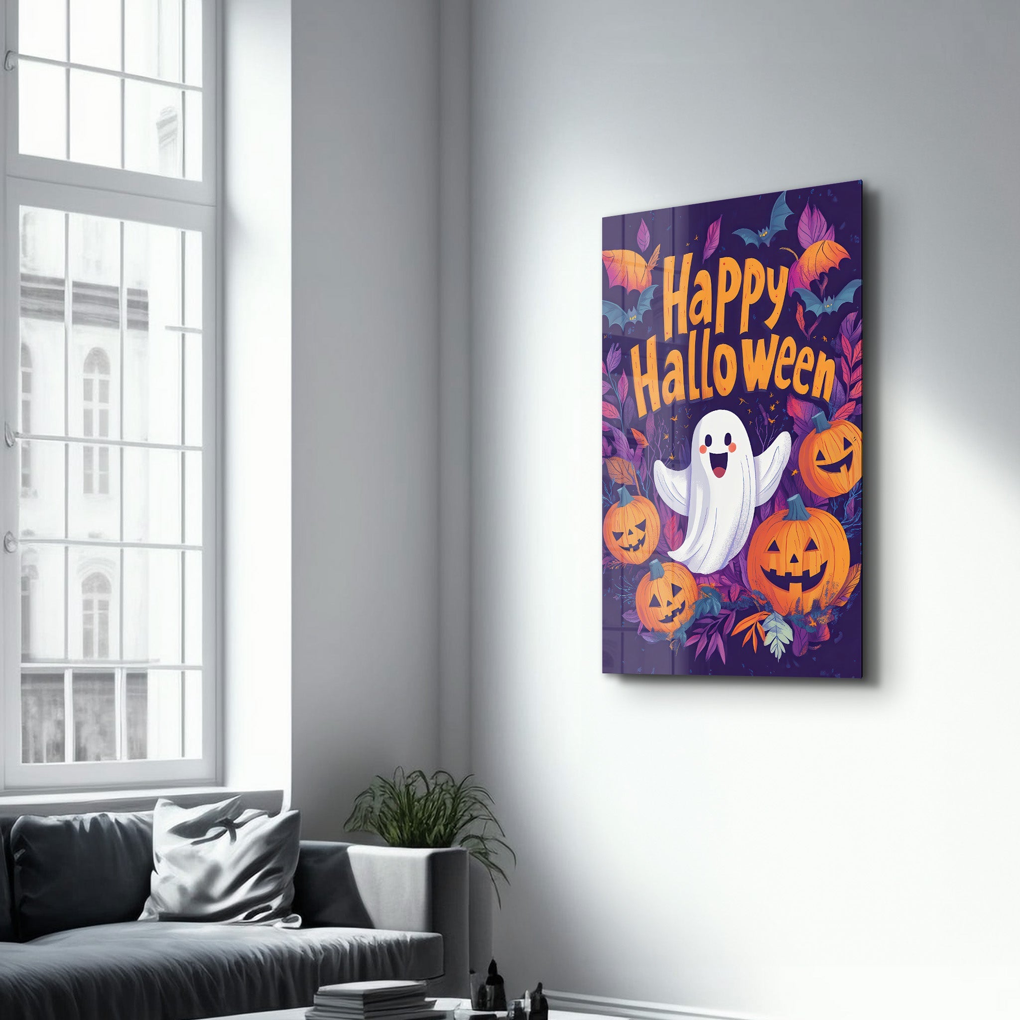 Joyeux fantôme joyeux Halloween | Art mural en verre