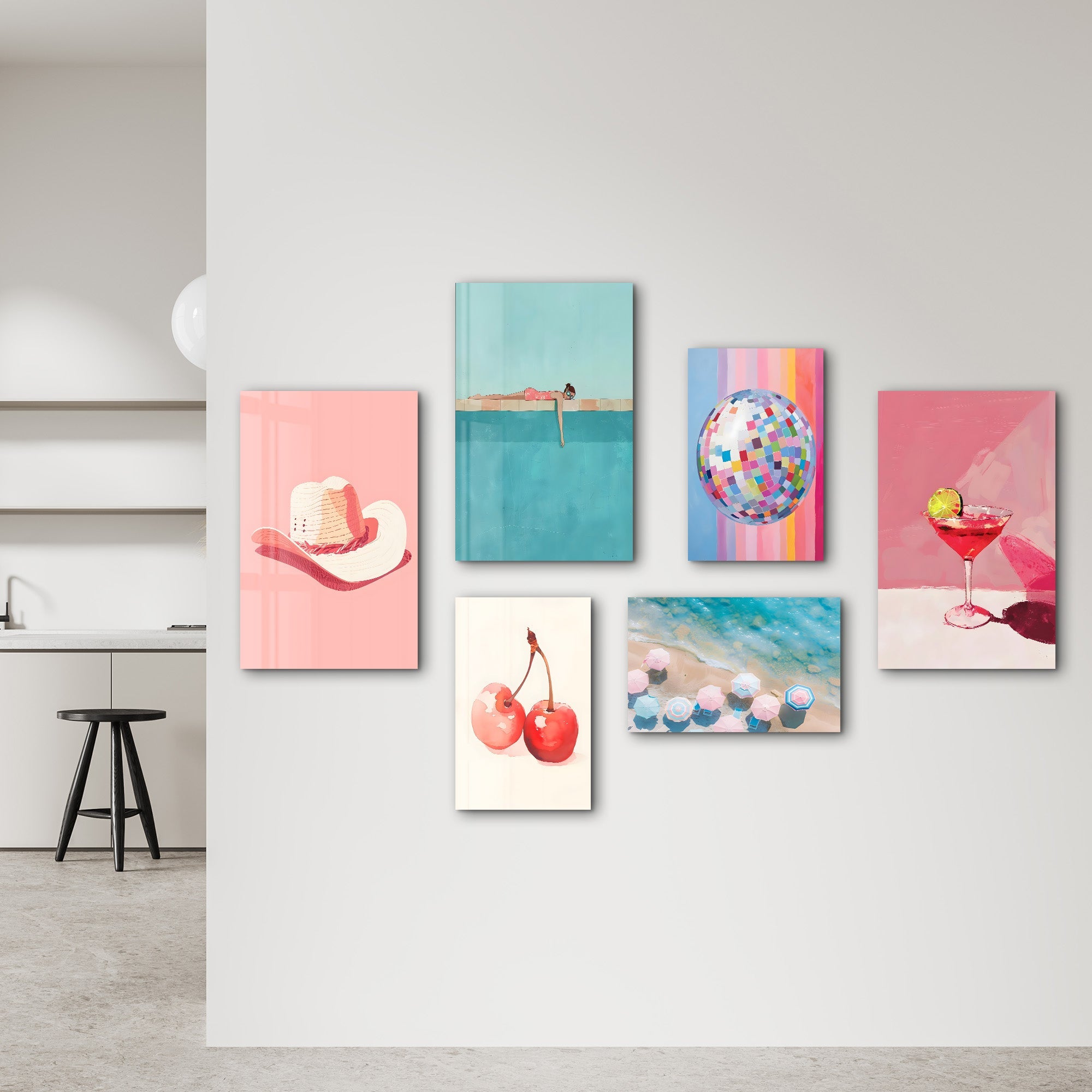 Summer Bliss & Retro Vibes Gallery Glass Wall Art Set