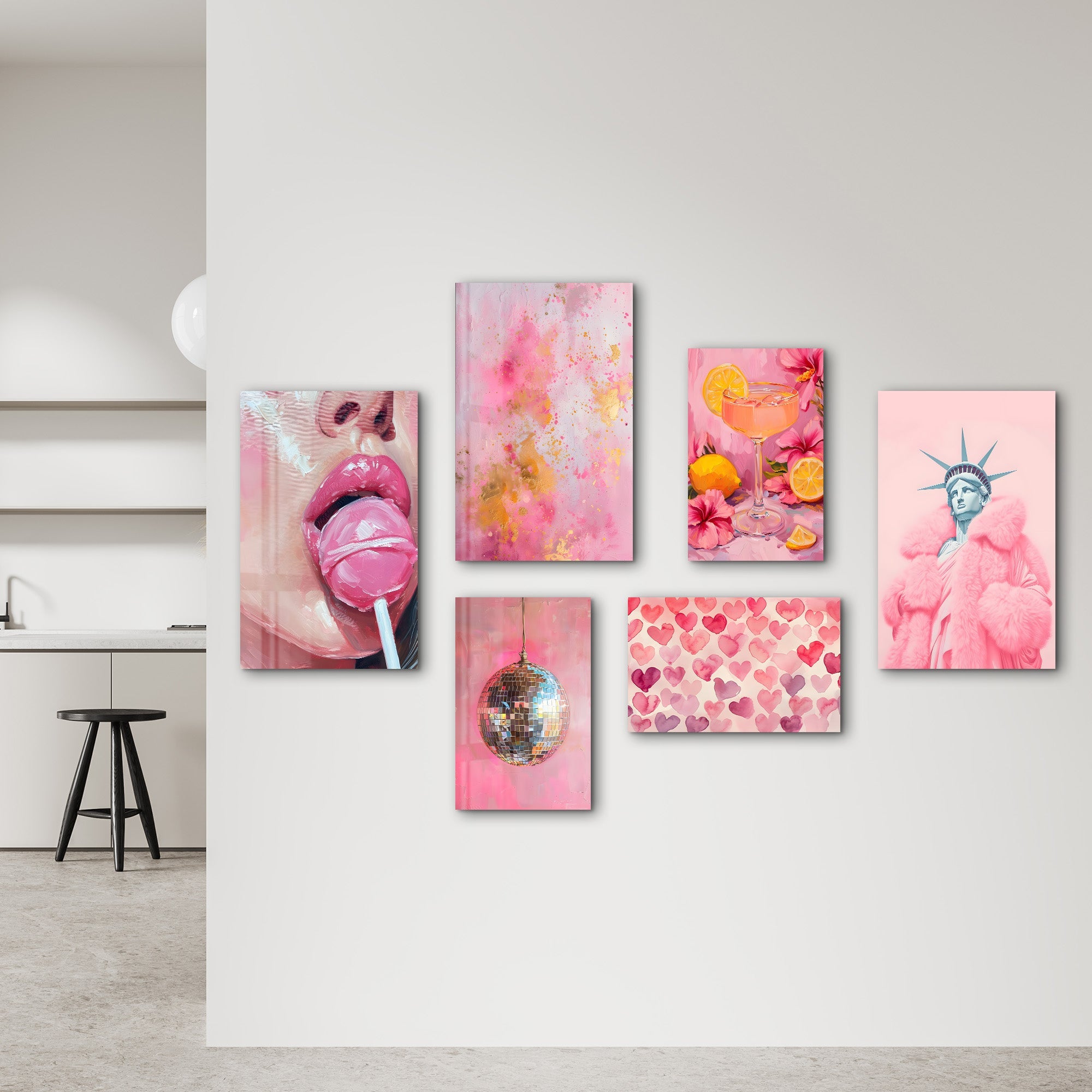 Blush Euphoria & Pop Culture Fusion Gallery Glass Wall Art Set