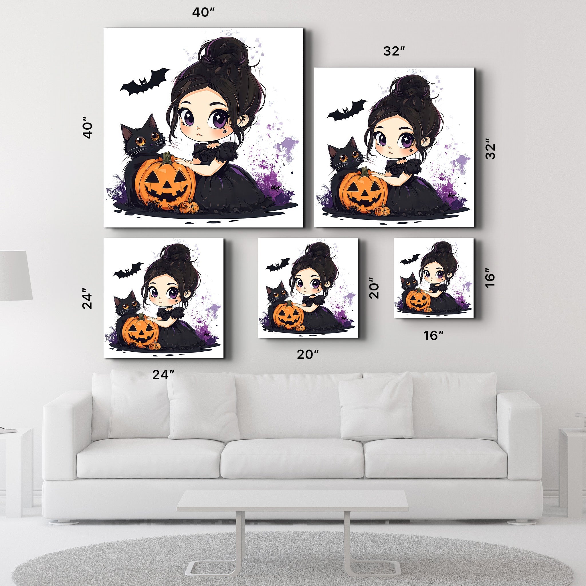 Lil' Witch and Her Pumpkin Pal | Halloween Style Glass Wall Art