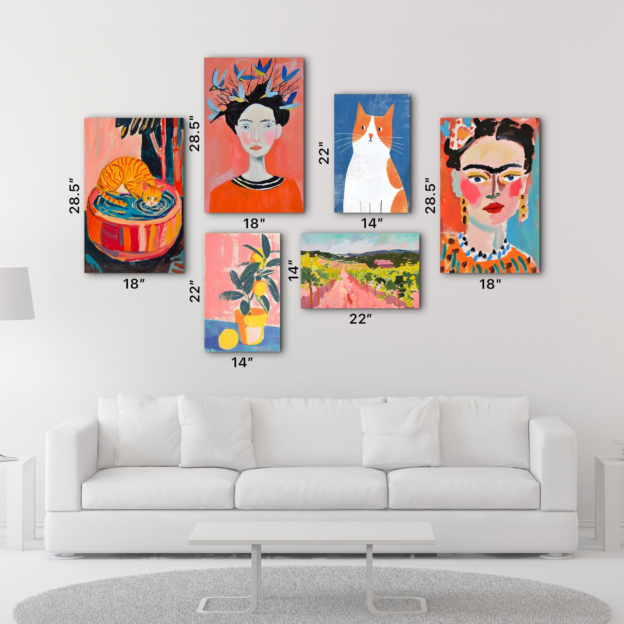 Eclectic and Pastel Gallery Glass Wall Art Set