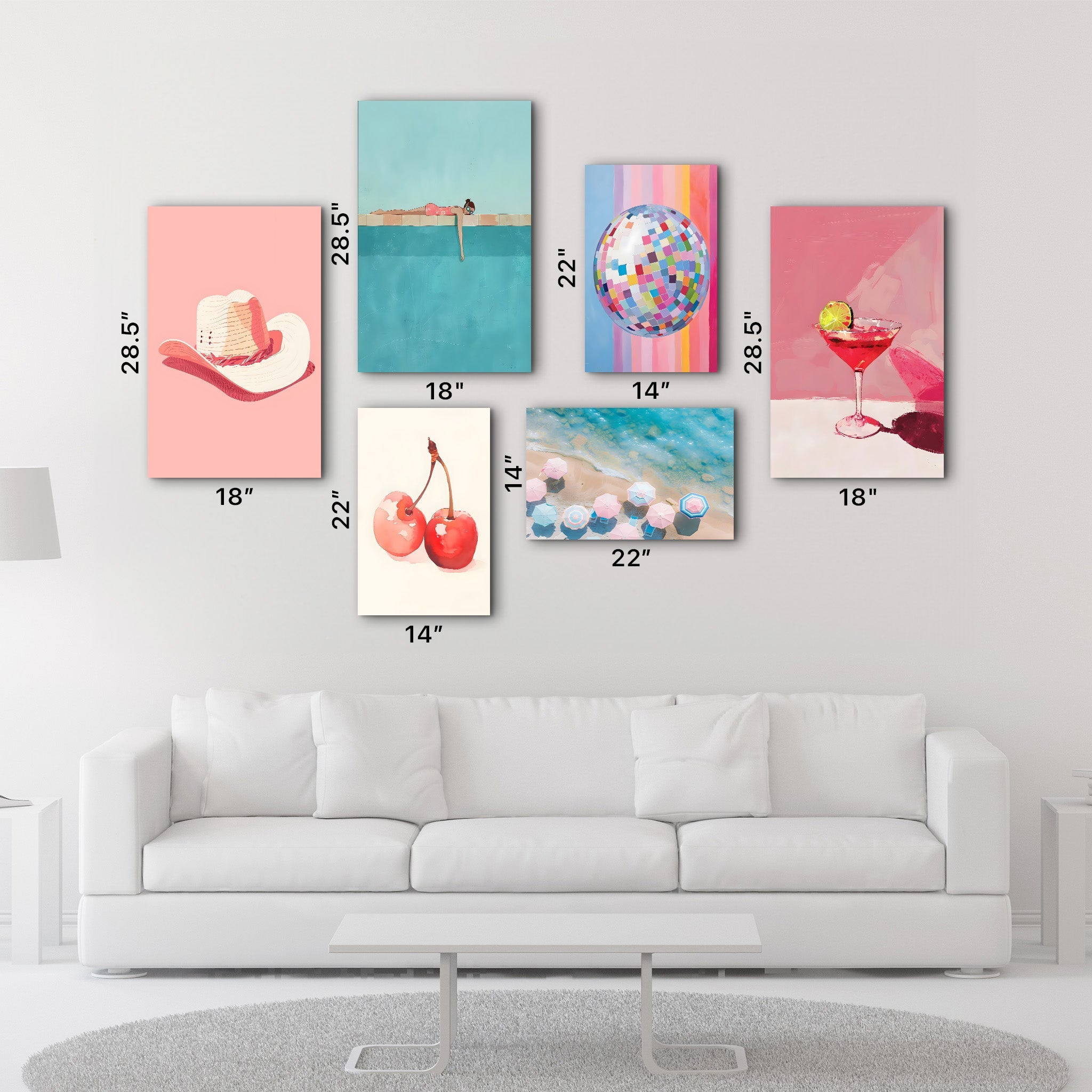 Summer Bliss & Retro Vibes Gallery Glass Wall Art Set