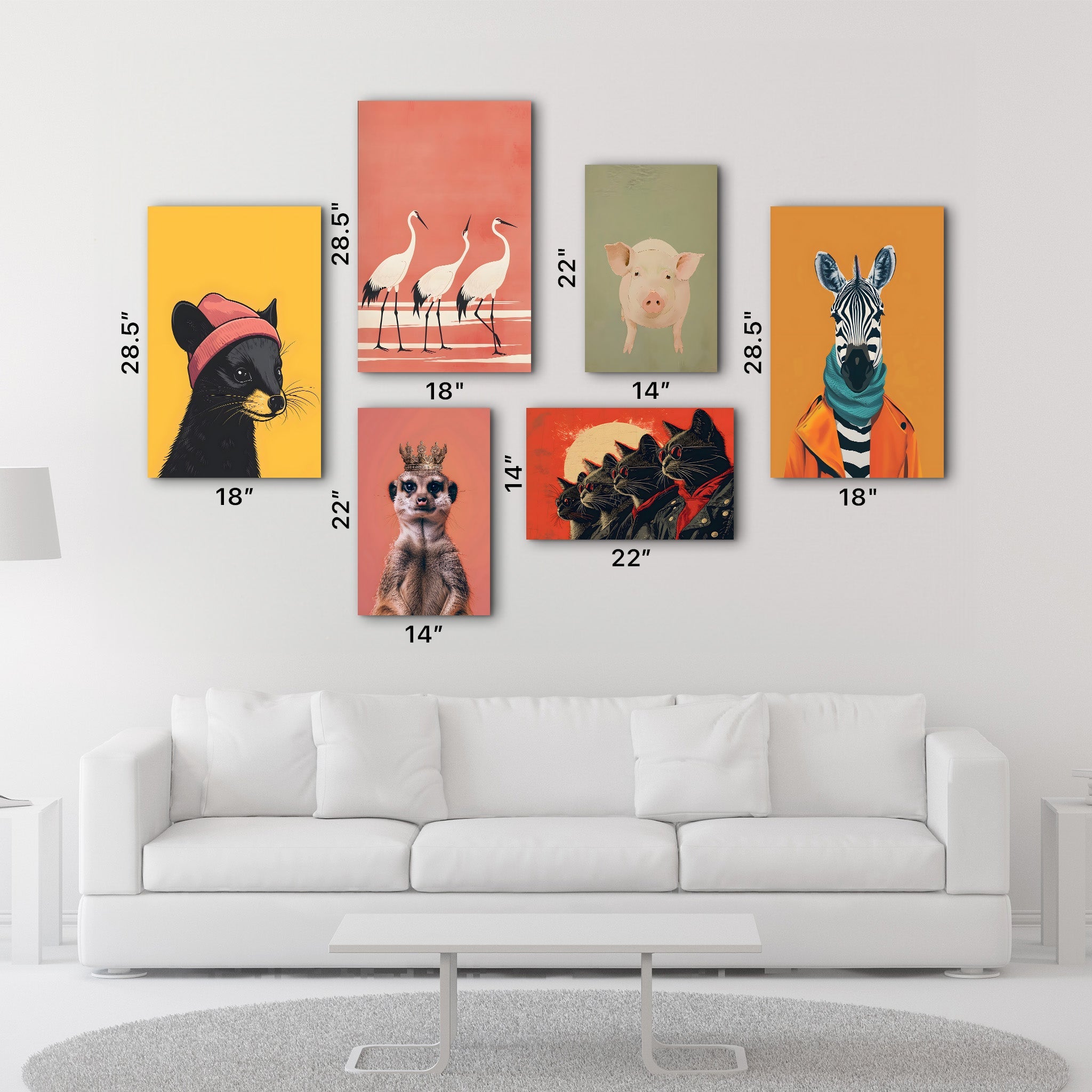 Vivid and Stylish Wildlife Gallery Glass Wall Art Set