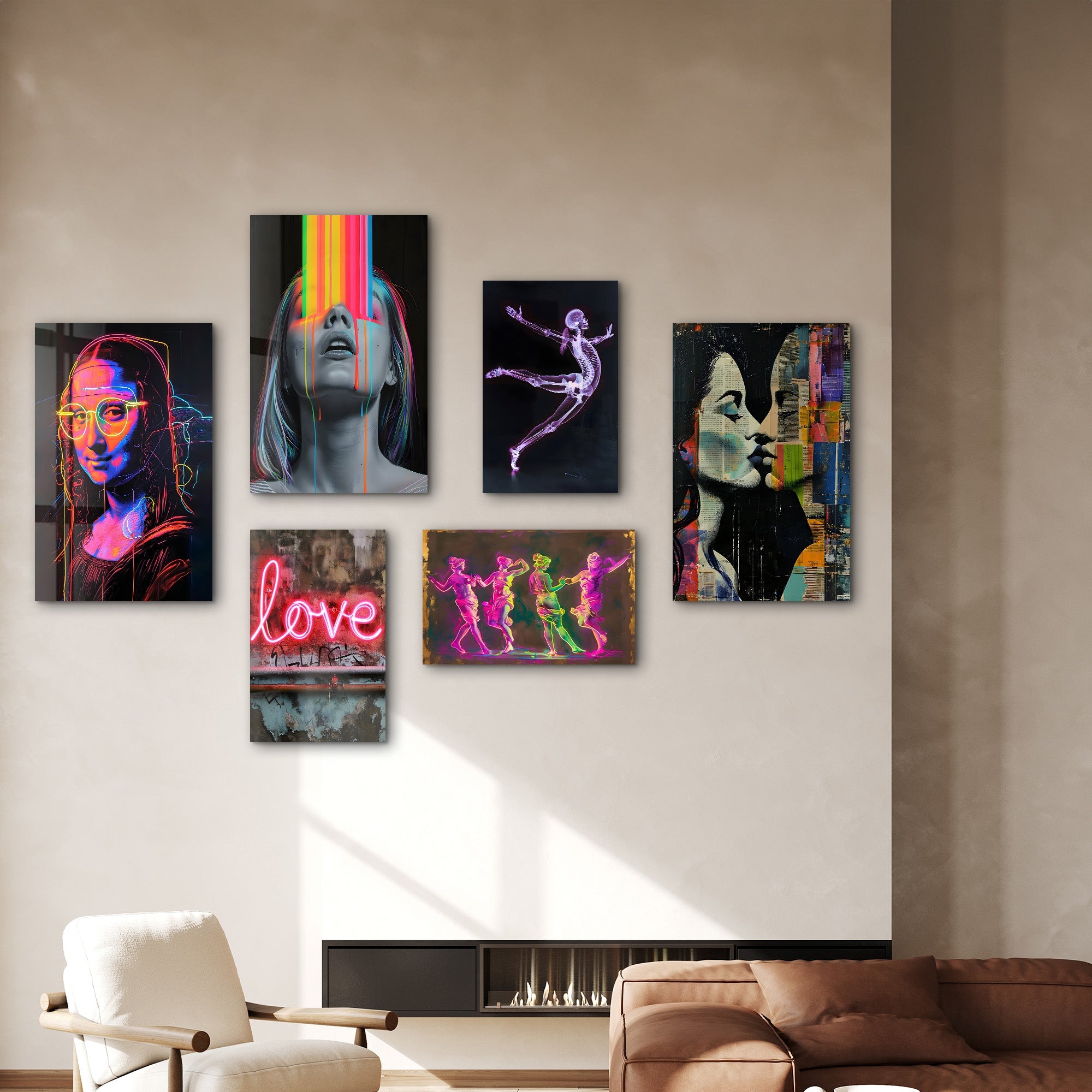 Neon Dreams & Urban Pop Gallery Glass Wall Art Set