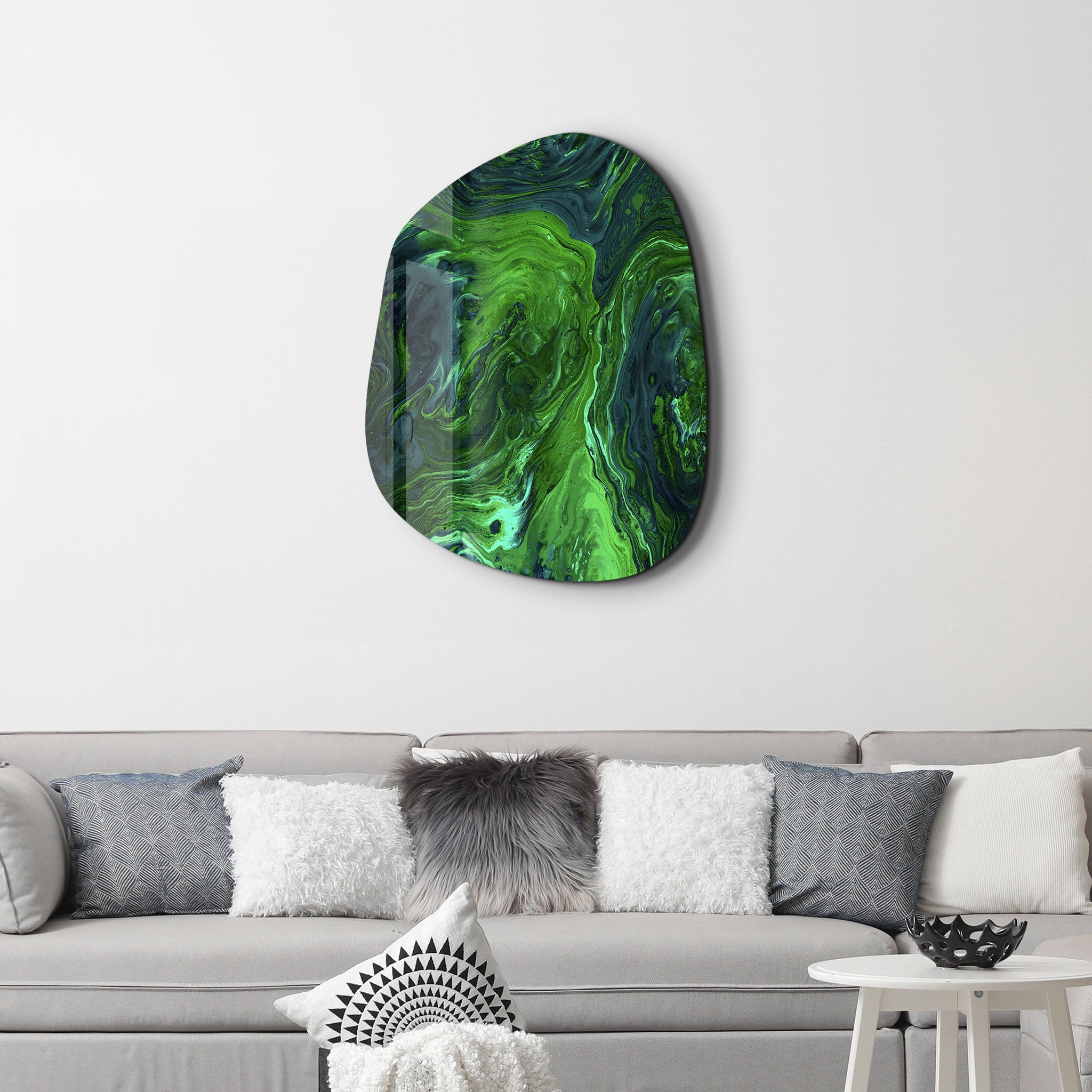 ・« Encre verte »・Art mural en verre de la collection Amorphe
