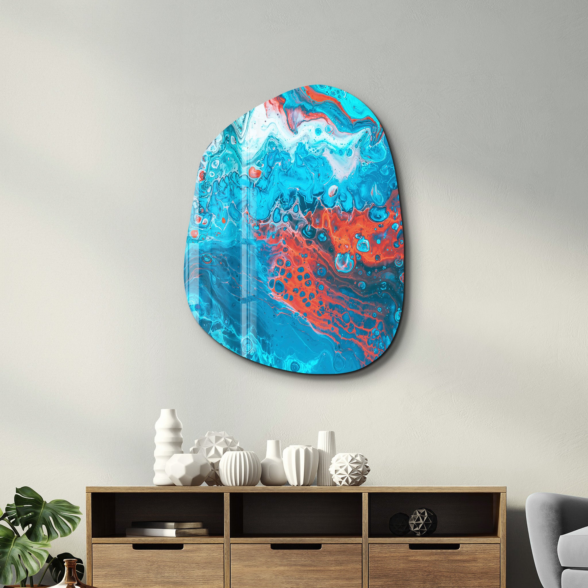 ・"Lave dans l'océan"・Art mural en verre de la collection Amorphous