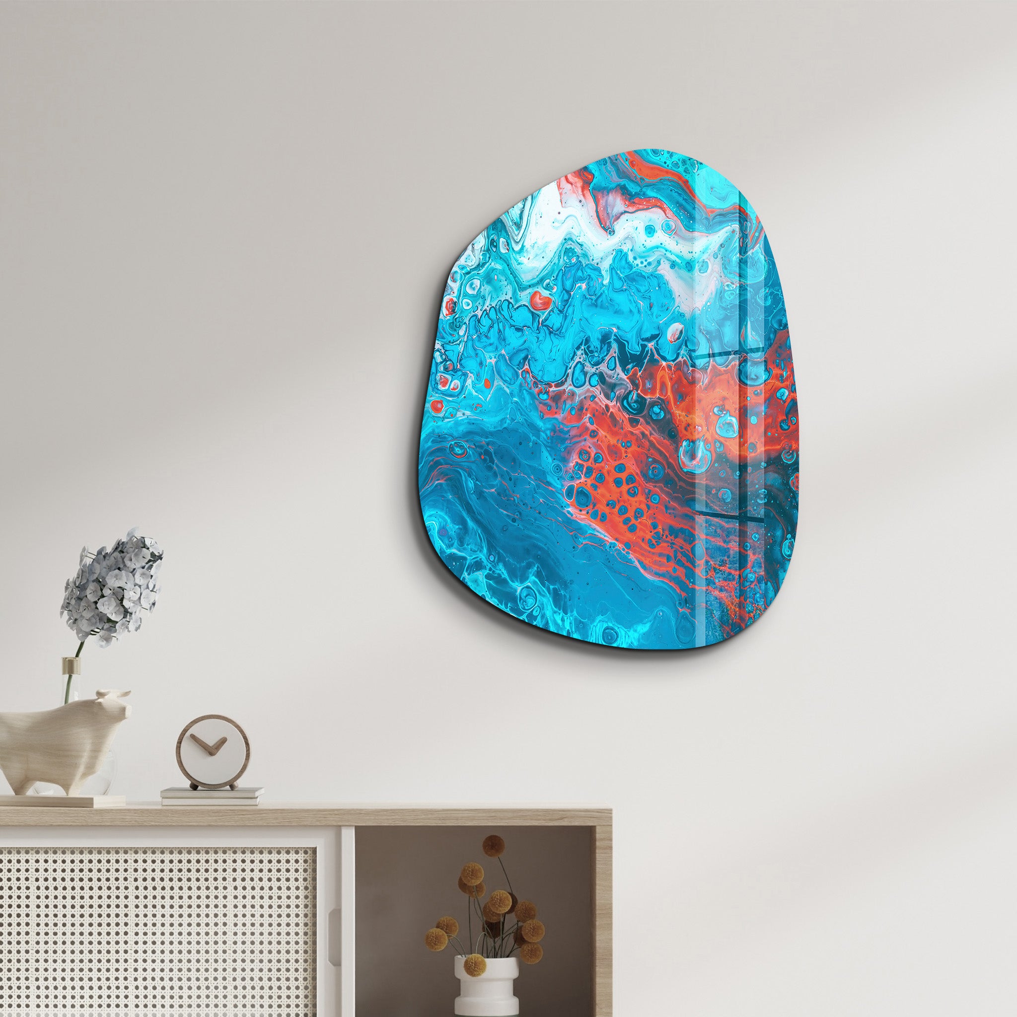 ・"Lave dans l'océan"・Art mural en verre de la collection Amorphous