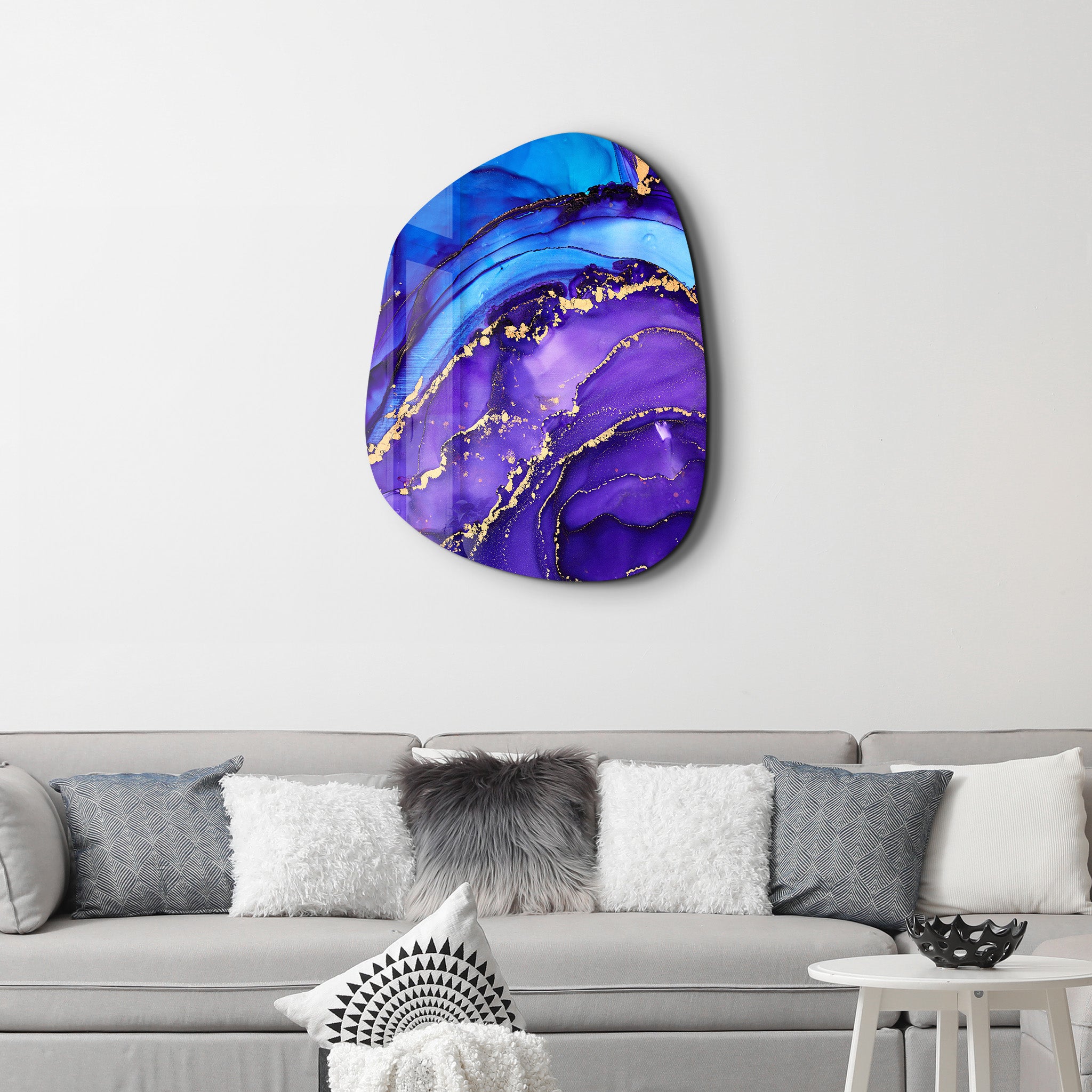・"Marbre violet et bleu"・Art mural en verre de la collection Amorphous