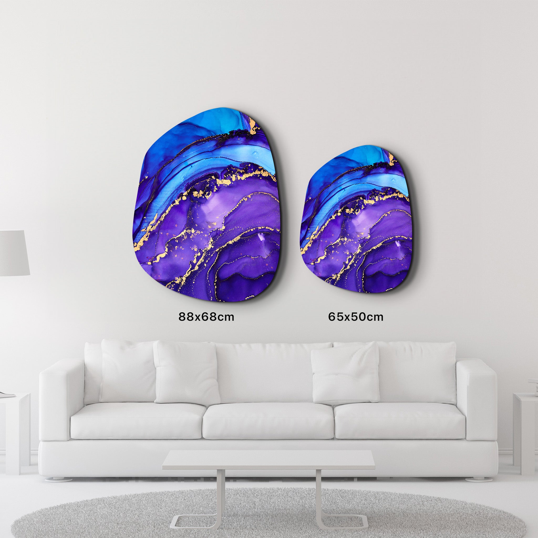 ・"Marbre violet et bleu"・Art mural en verre de la collection Amorphous
