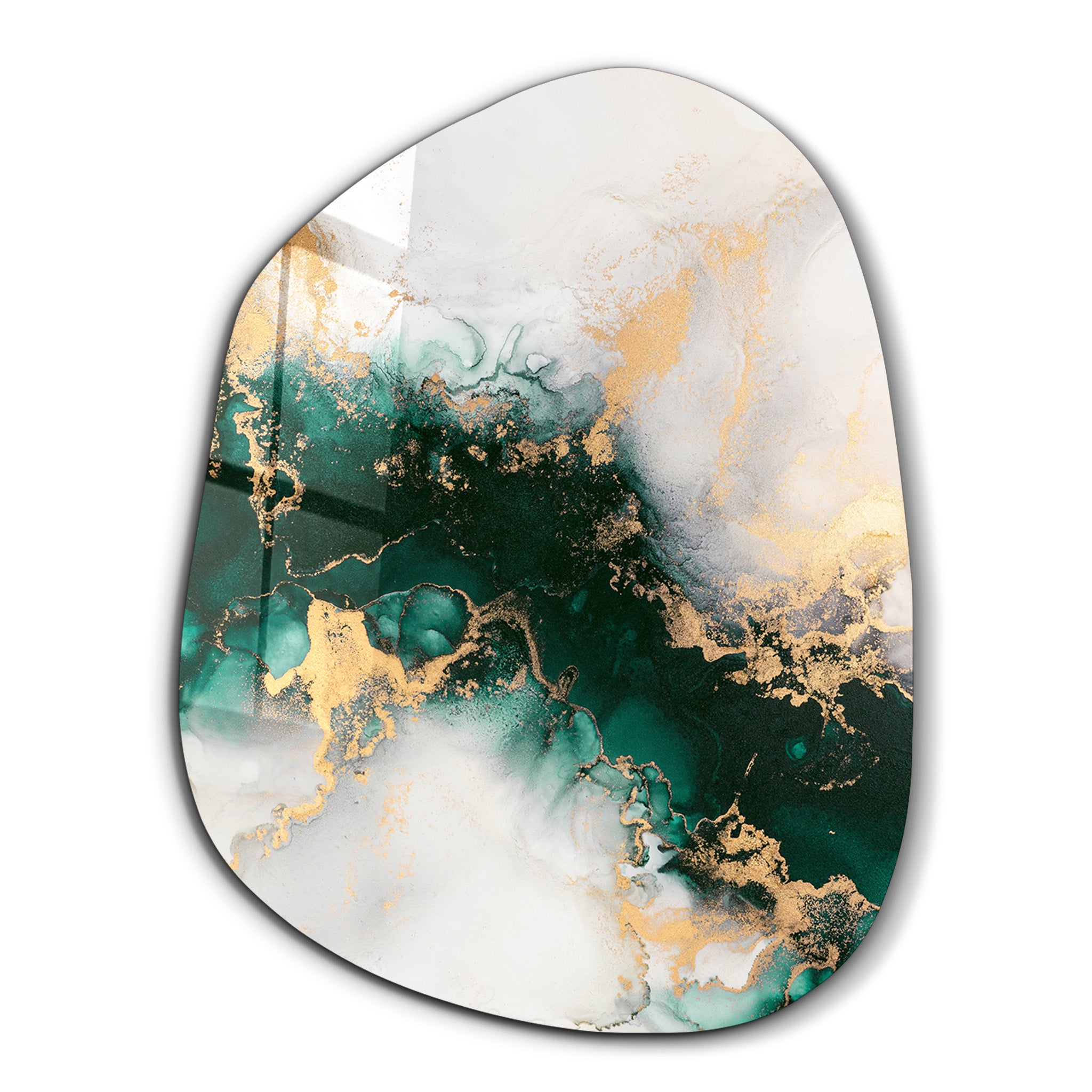 ・"Green on Beige"・Amorphous Collection Glass Wall Art