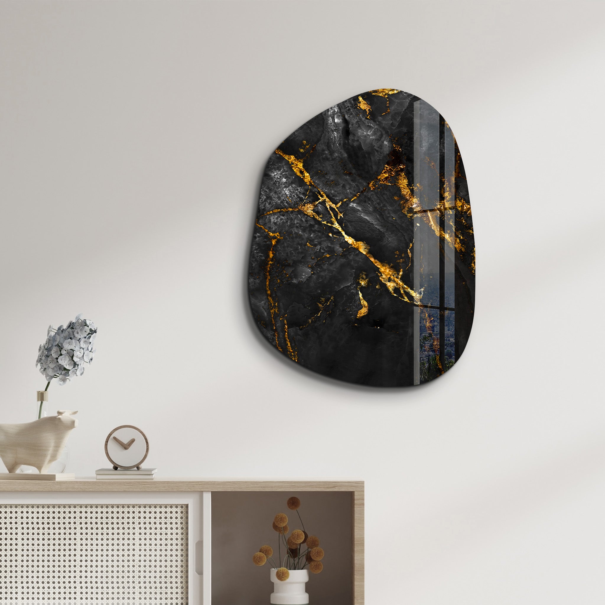 ・"Marbre noir"・Art mural en verre de la collection Amorphe