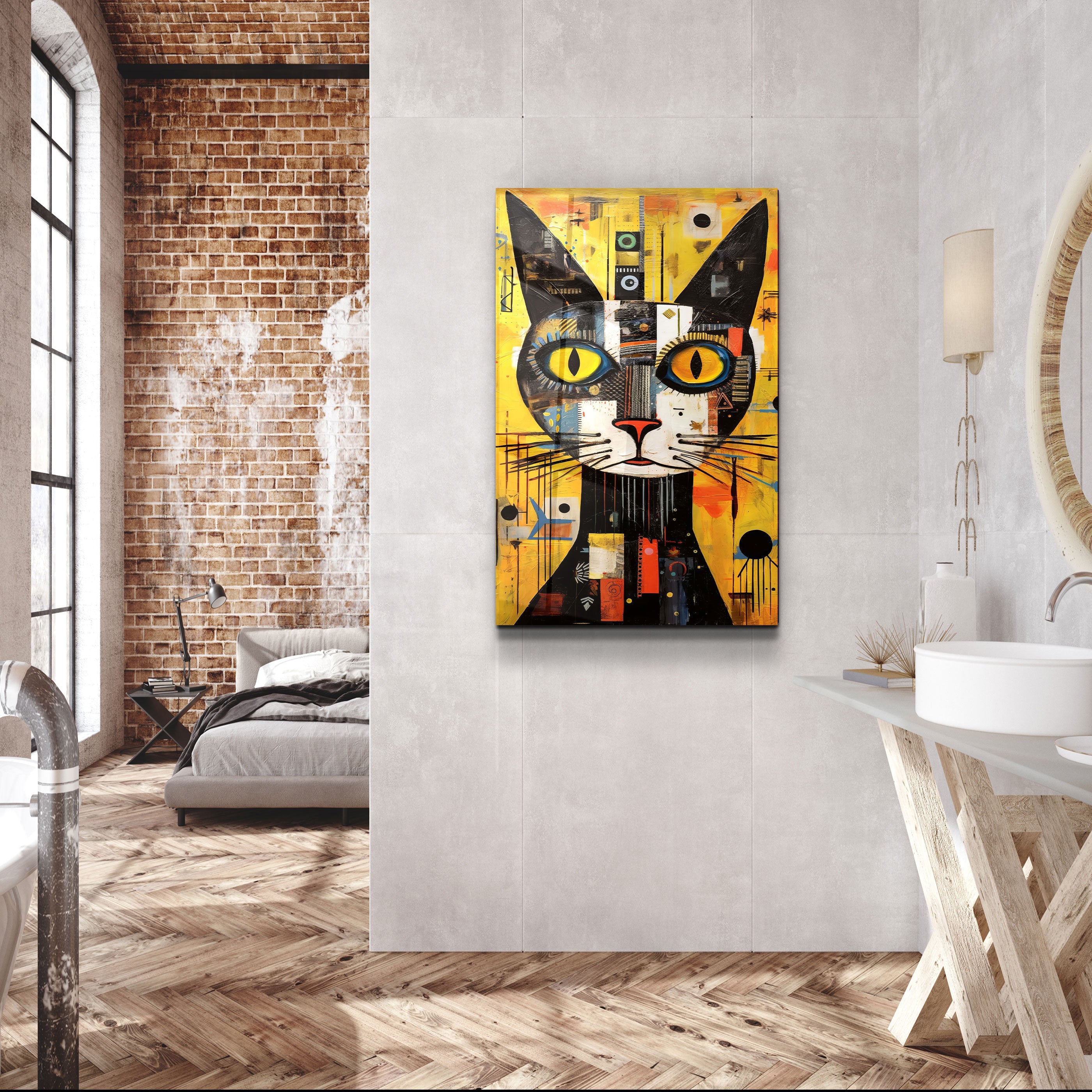 ・"Egyptian Cat・Designers Collection Glass Wall Art