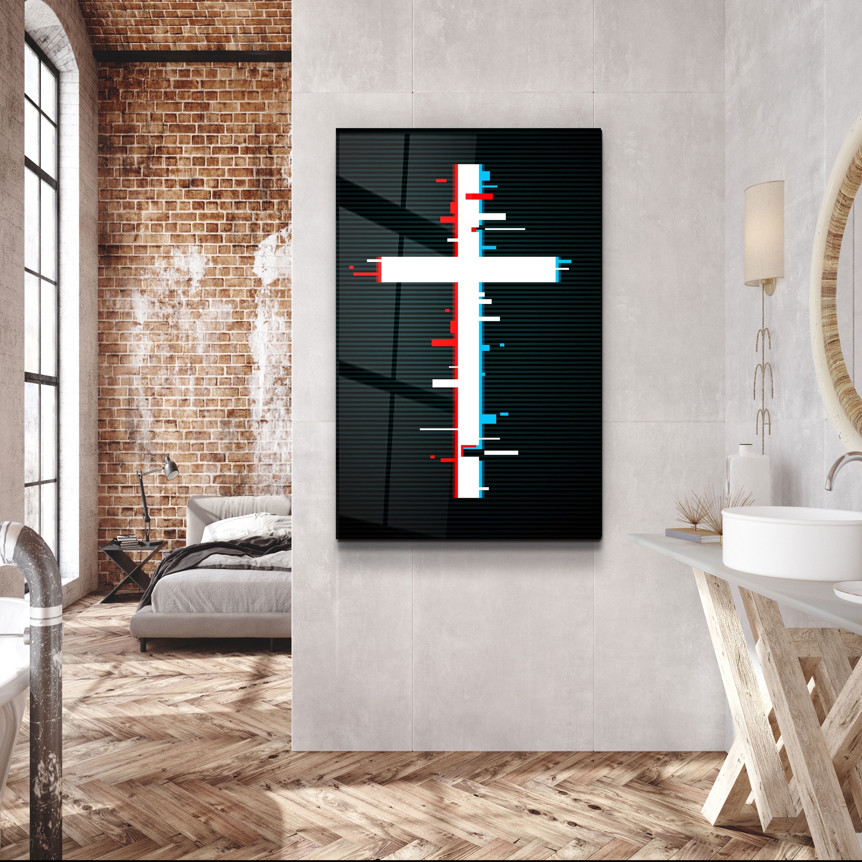 ."Cross - Trippy". Designers Collection Glass Wall Art