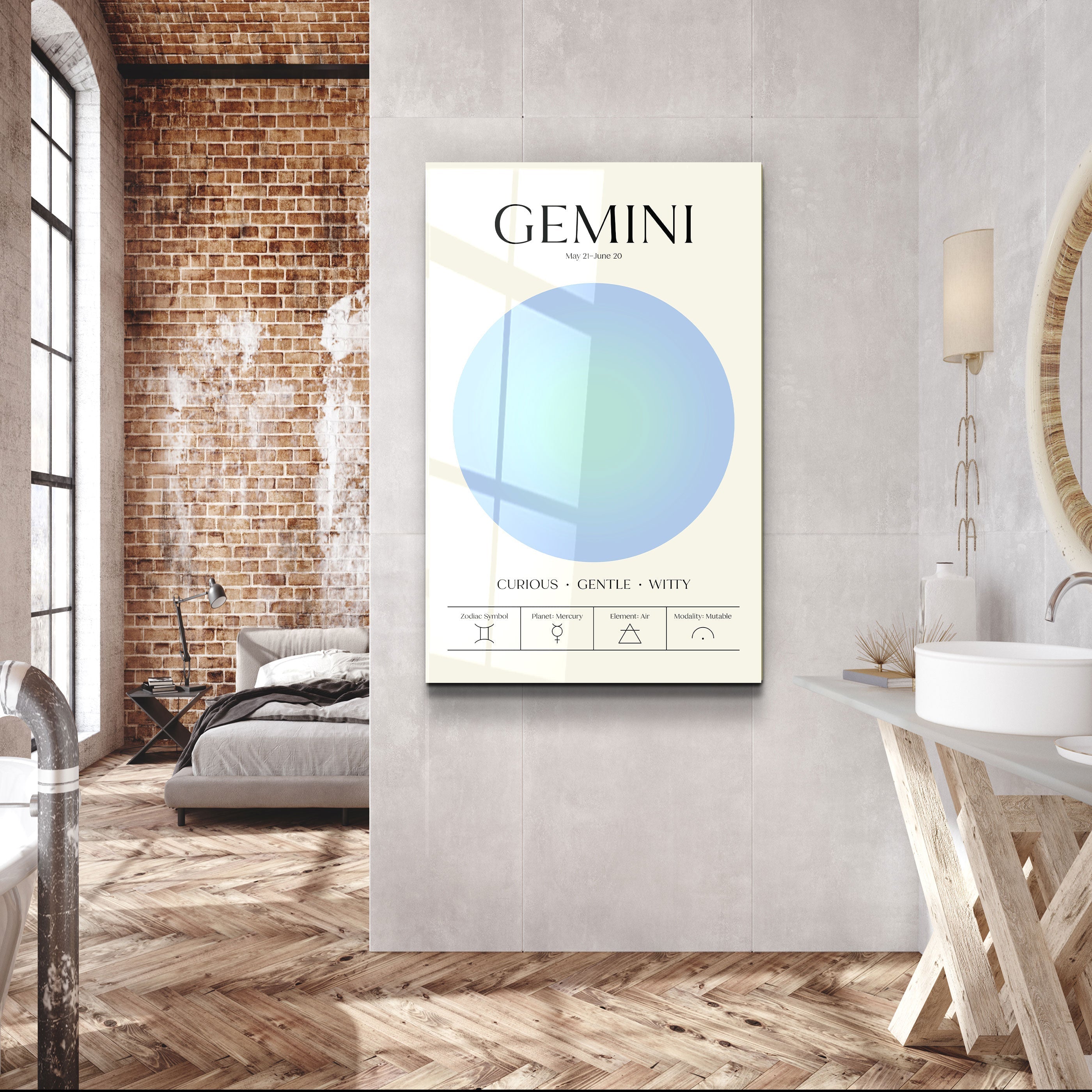 „Gemini – Aura-Kollektion“. Sternzeichen <tc>Glasbild</tc>