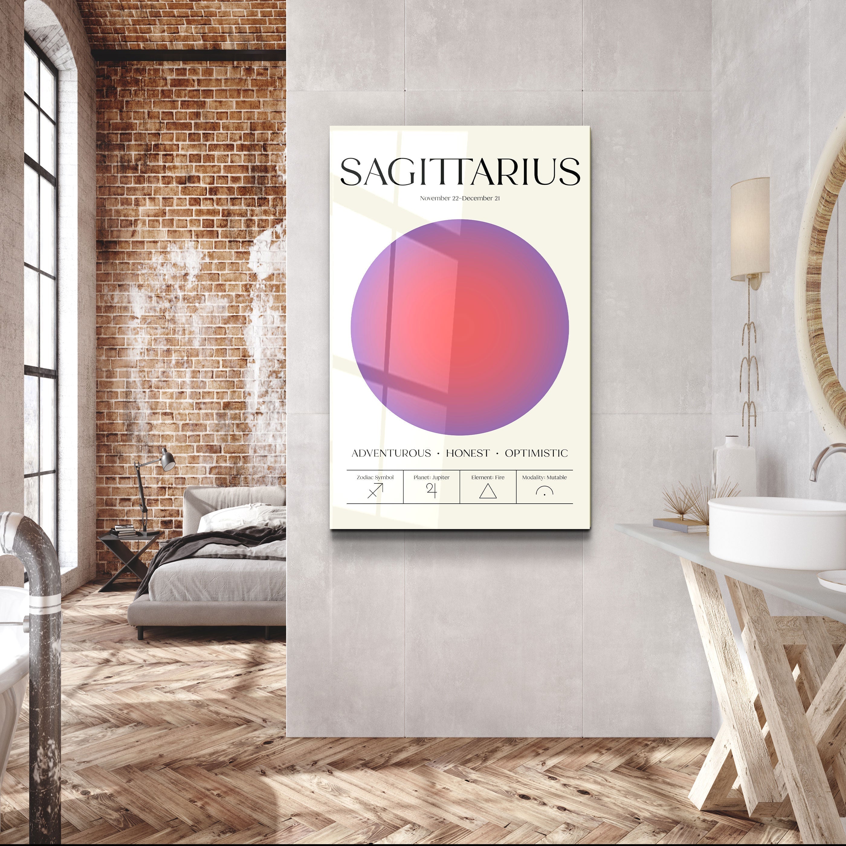 .."Sagittaire - Collection Aura". Art mural en verre du zodiaque