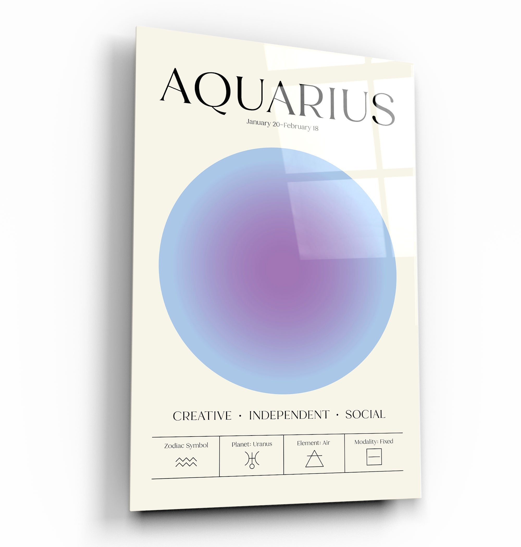 ."Aquarius - Aura Collection". Zodiac Glass Wall Art