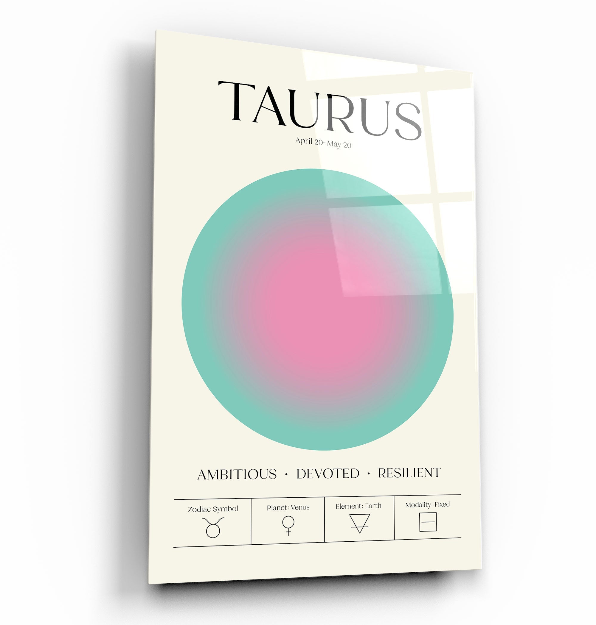 .."Taureau - Collection Aura". Art mural en verre du zodiaque