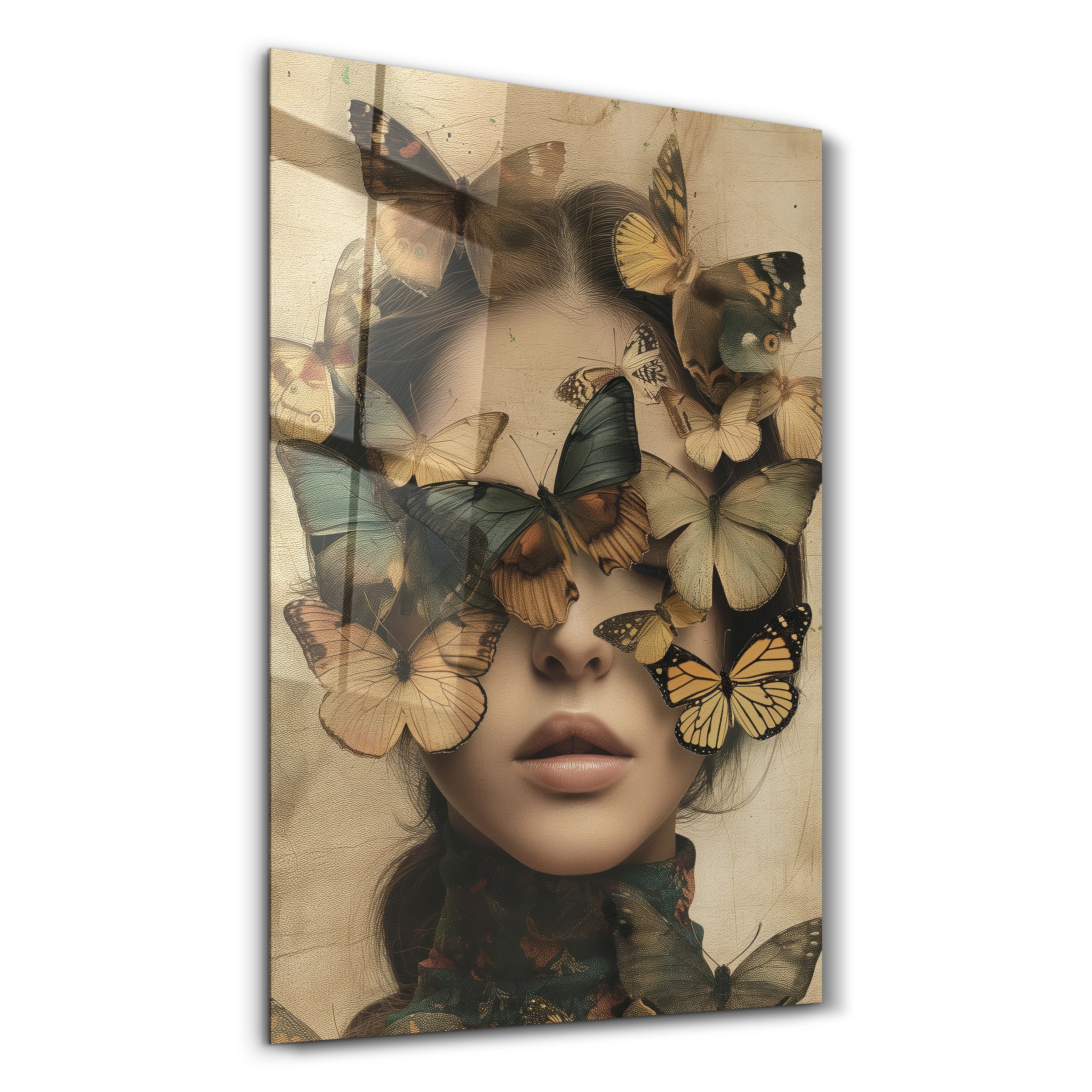 Butterflies on my Head - Glass Wall Art