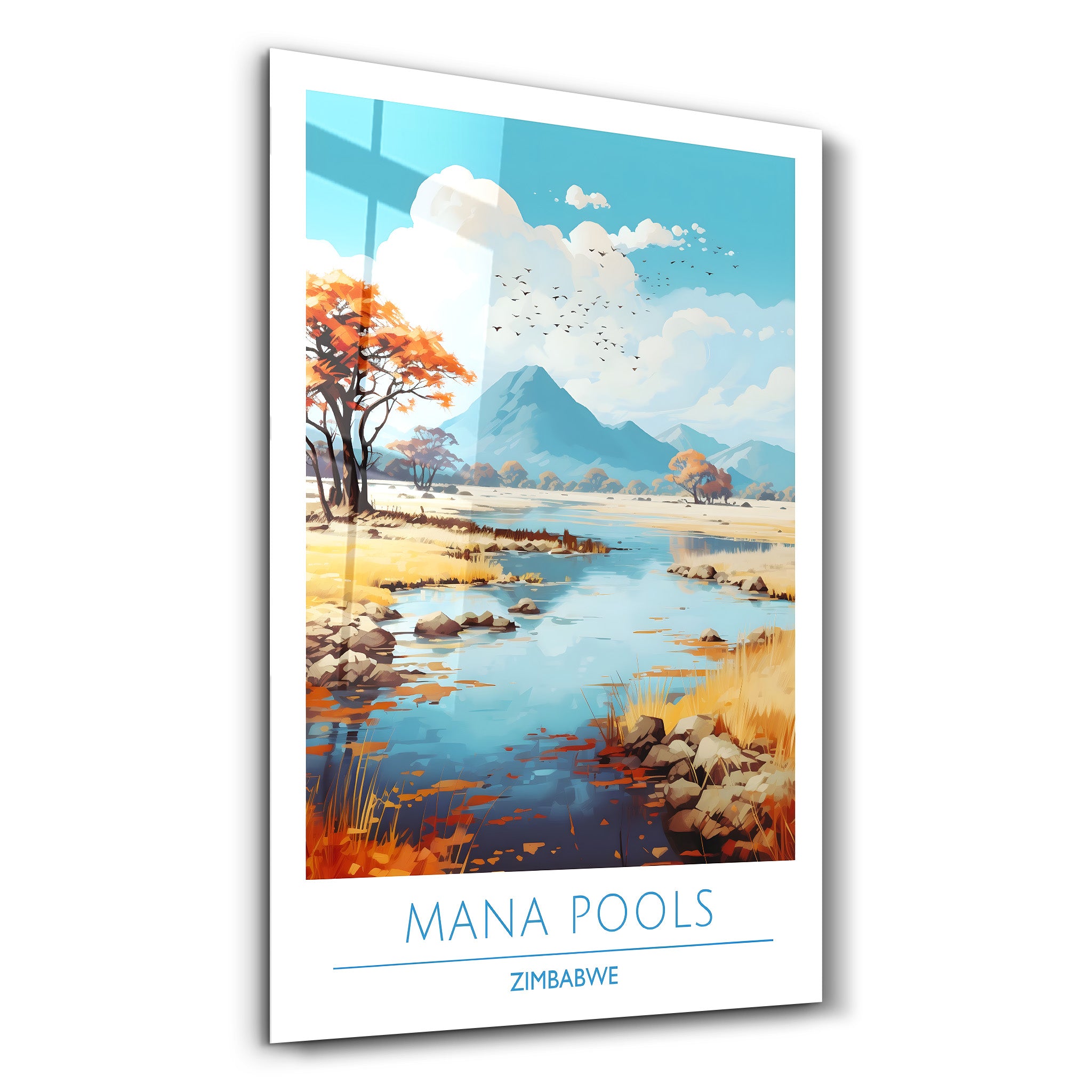 Mana Pools Simbabwe-Reiseposter | <tc>Glasbild</tc>