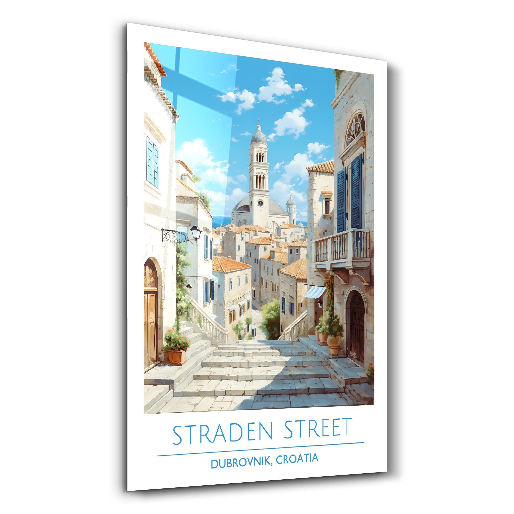 Straden Street-Dubrovnik Kroatien-Reiseposter | <tc>Glasbild</tc>