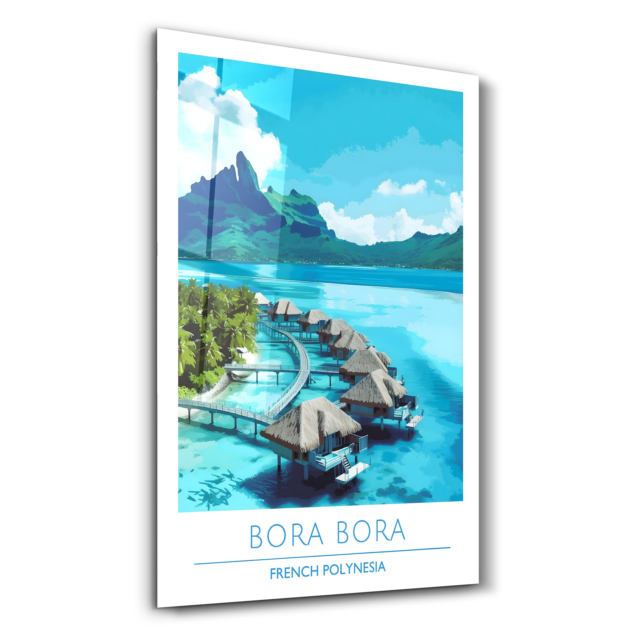 Bora Bora Französisch-Polynesien-Reiseposter | <tc>Glasbild</tc>