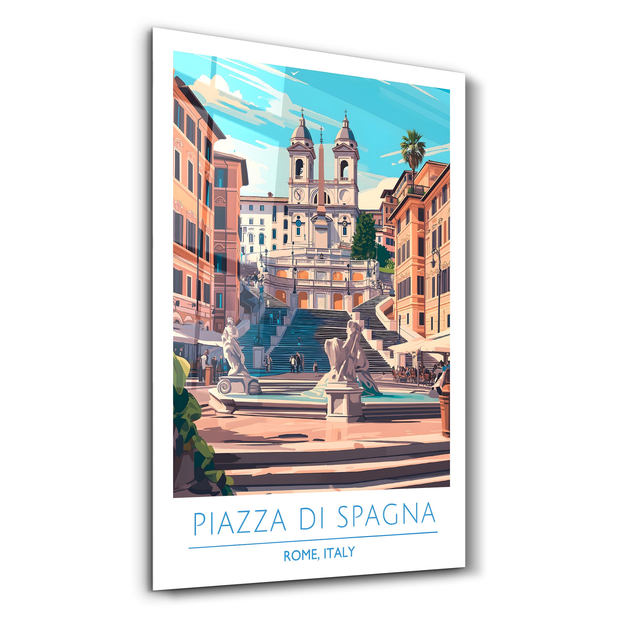 Piazza Di Spagna-Rom Italien-Reiseposter | <tc>Glasbild</tc>