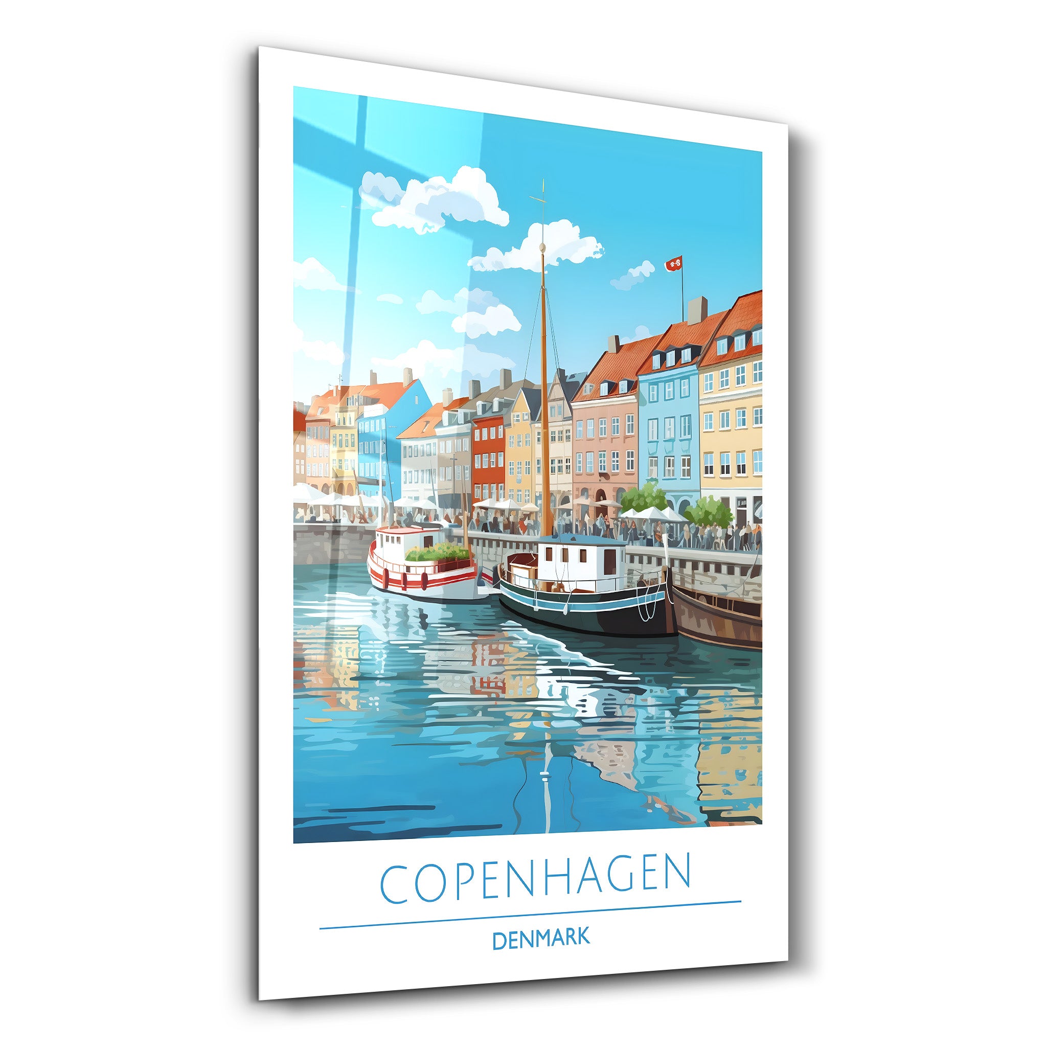 Kopenhagen Dänemark-Reiseposter | <tc>Glasbild</tc>