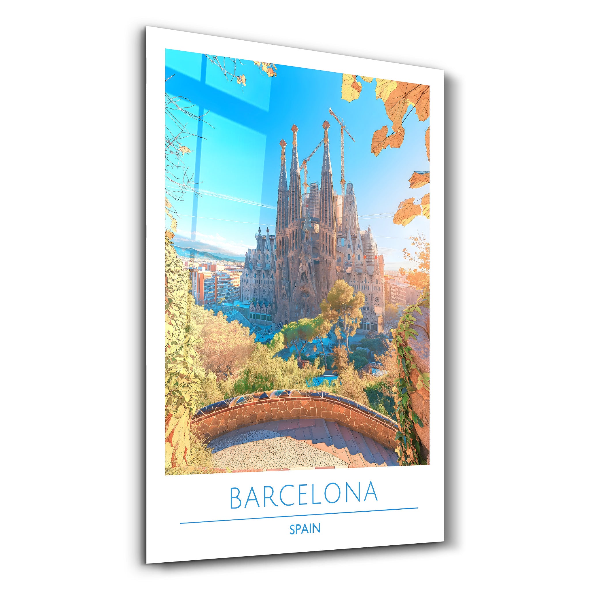 Barcelona Spanien-Reiseposter | <tc>Glasbild</tc>