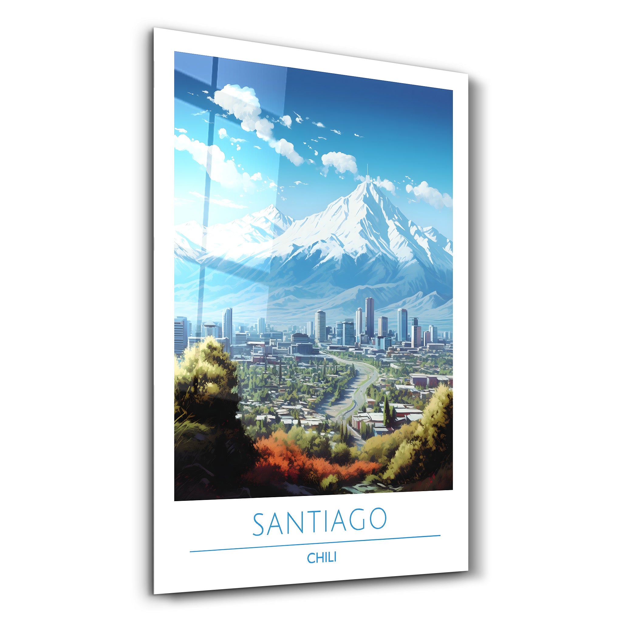 Santiago Chili-Reiseposter | <tc>Glasbild</tc>